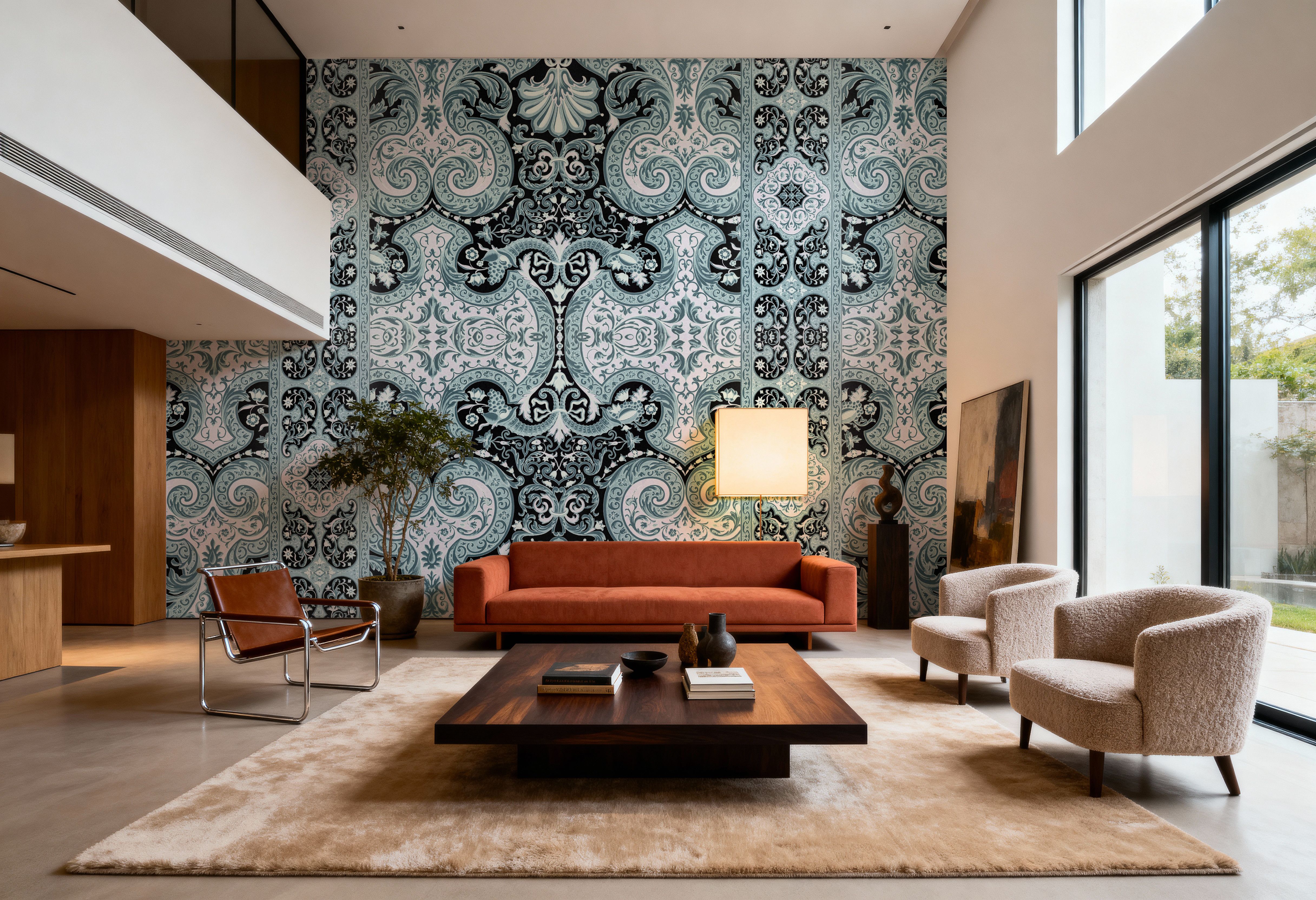 Golden Versailles, Light Teal, Tapet