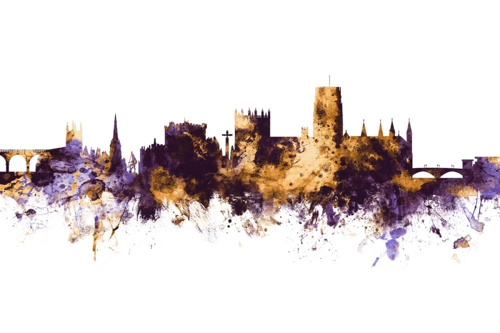 Durham England Skyline Purple & Gold