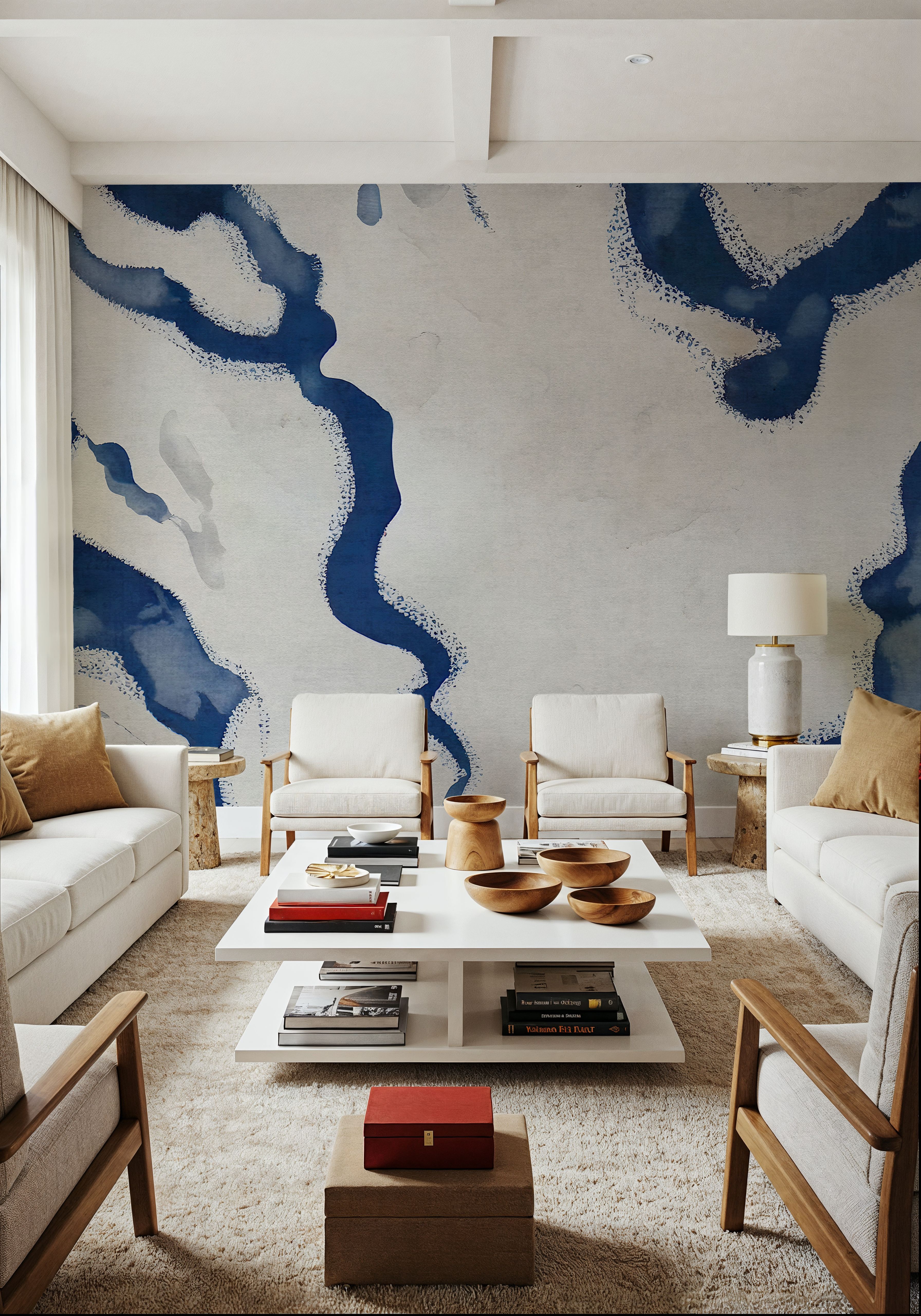 Abstract River Marks, Ocean Blue