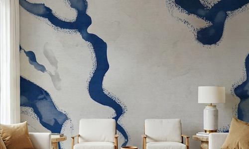 Abstract River Marks, Ocean Blue