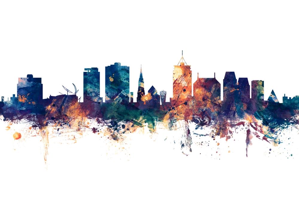 Christchurch New Zealand Skyline Blue & Bronze