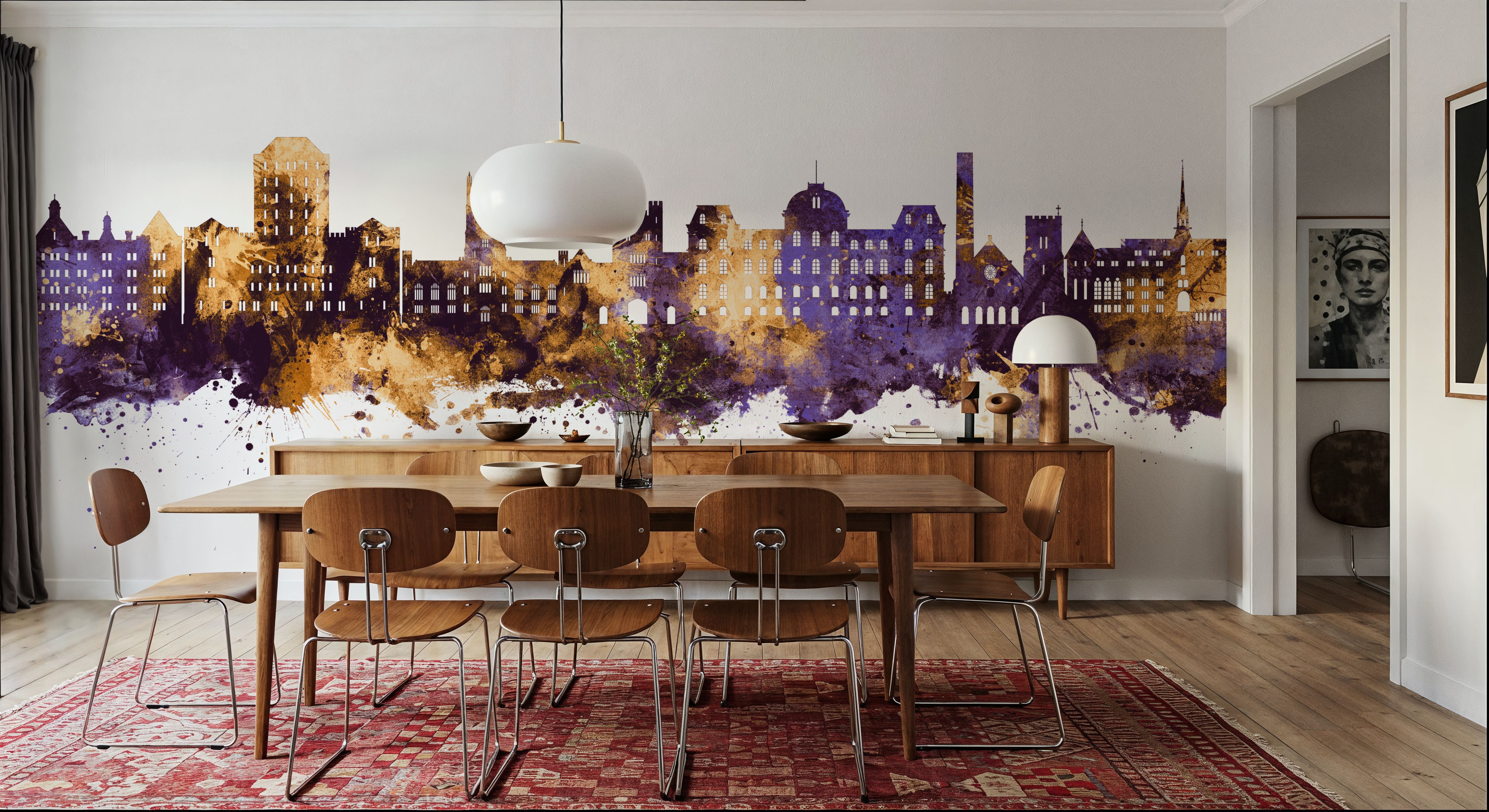 Poughkeepsie New York Skyline  Purple & Gold, Wallpaper