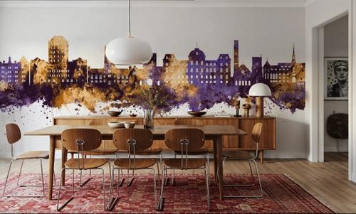 Poughkeepsie New York Skyline Purple & Gold