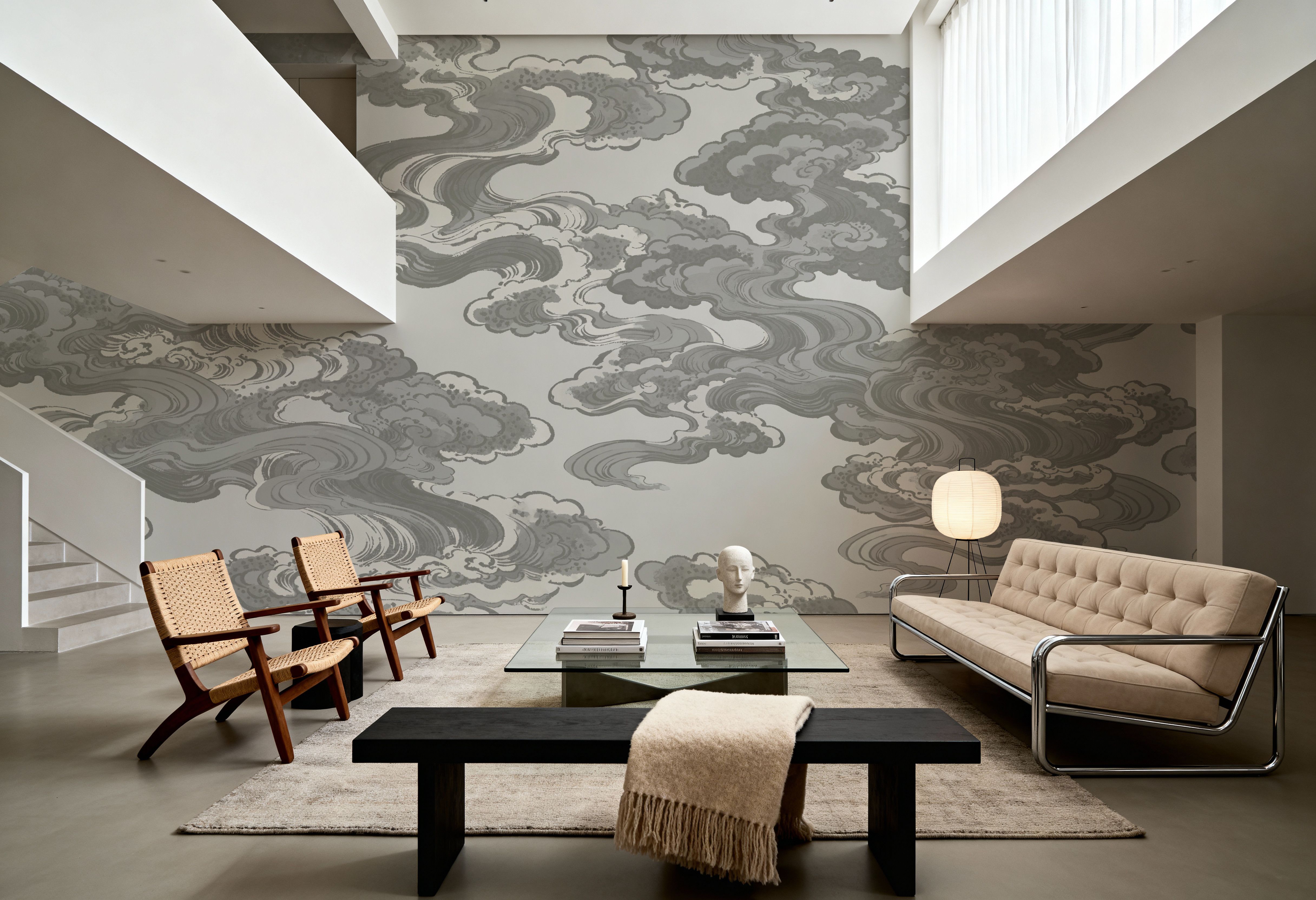 Ukiyo-e Clouds, Gray, Wallpaper