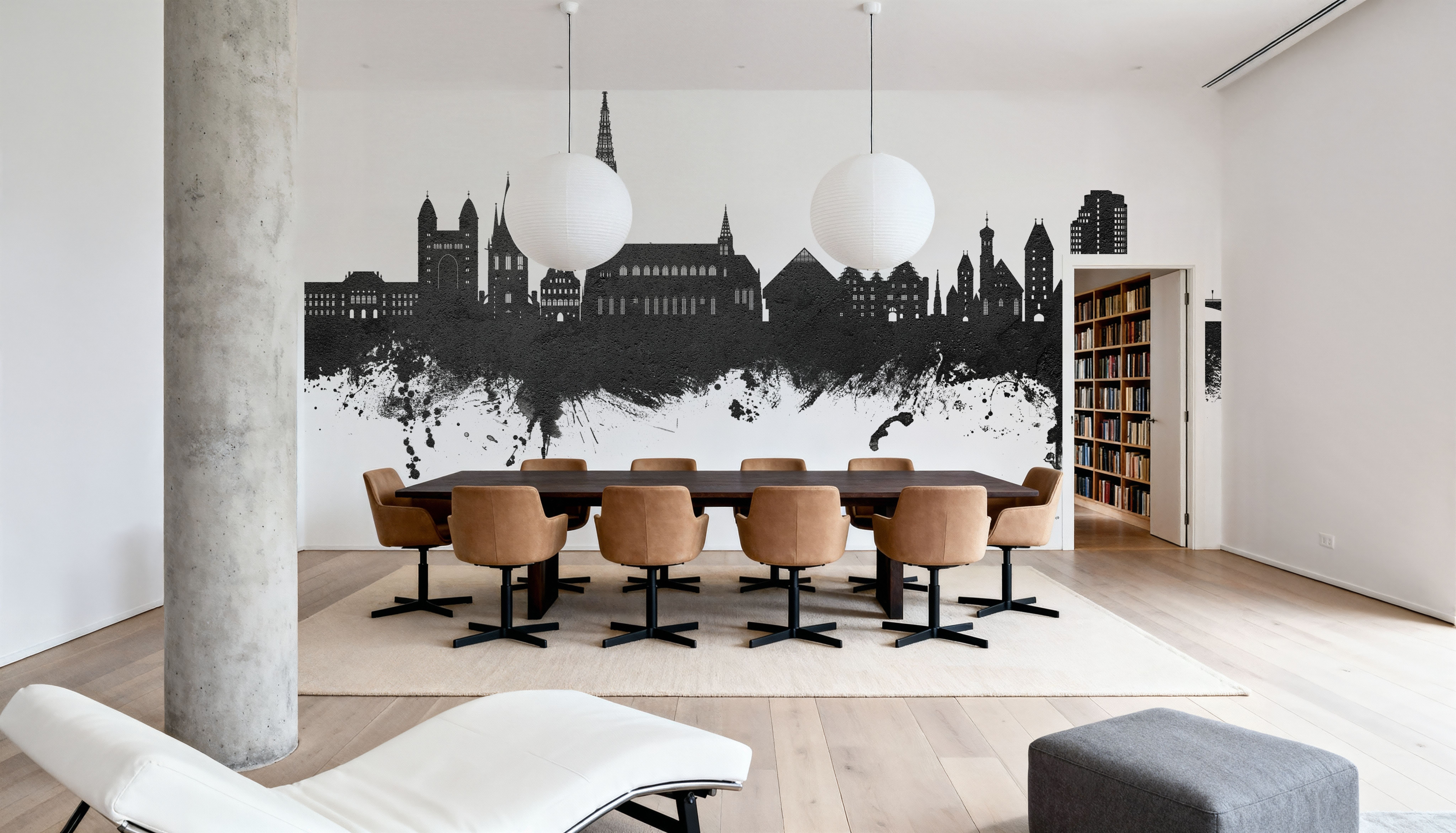 Ulm Germany Skyline Black & White, Wallpaper