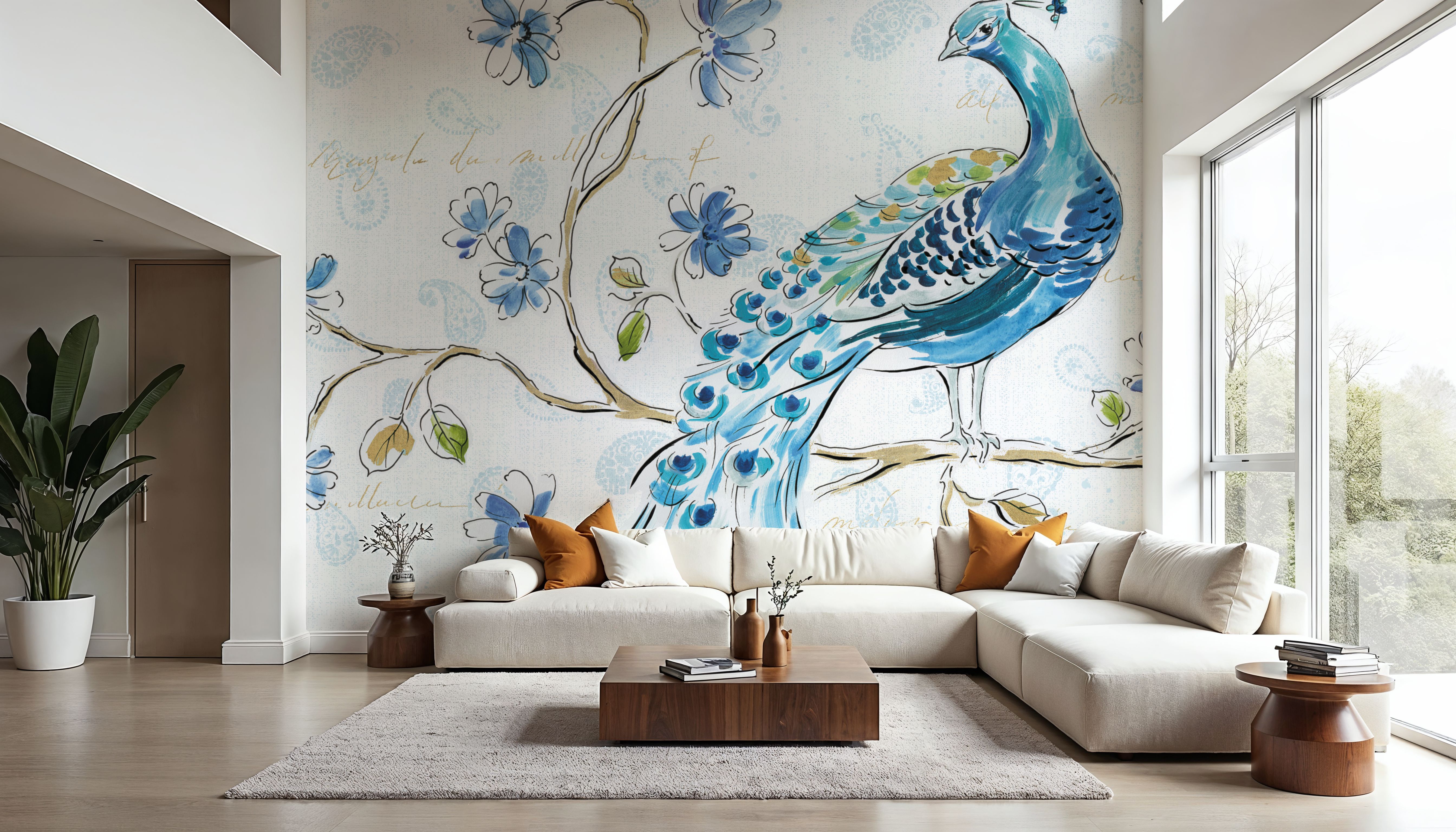 Peacock Allegory II White