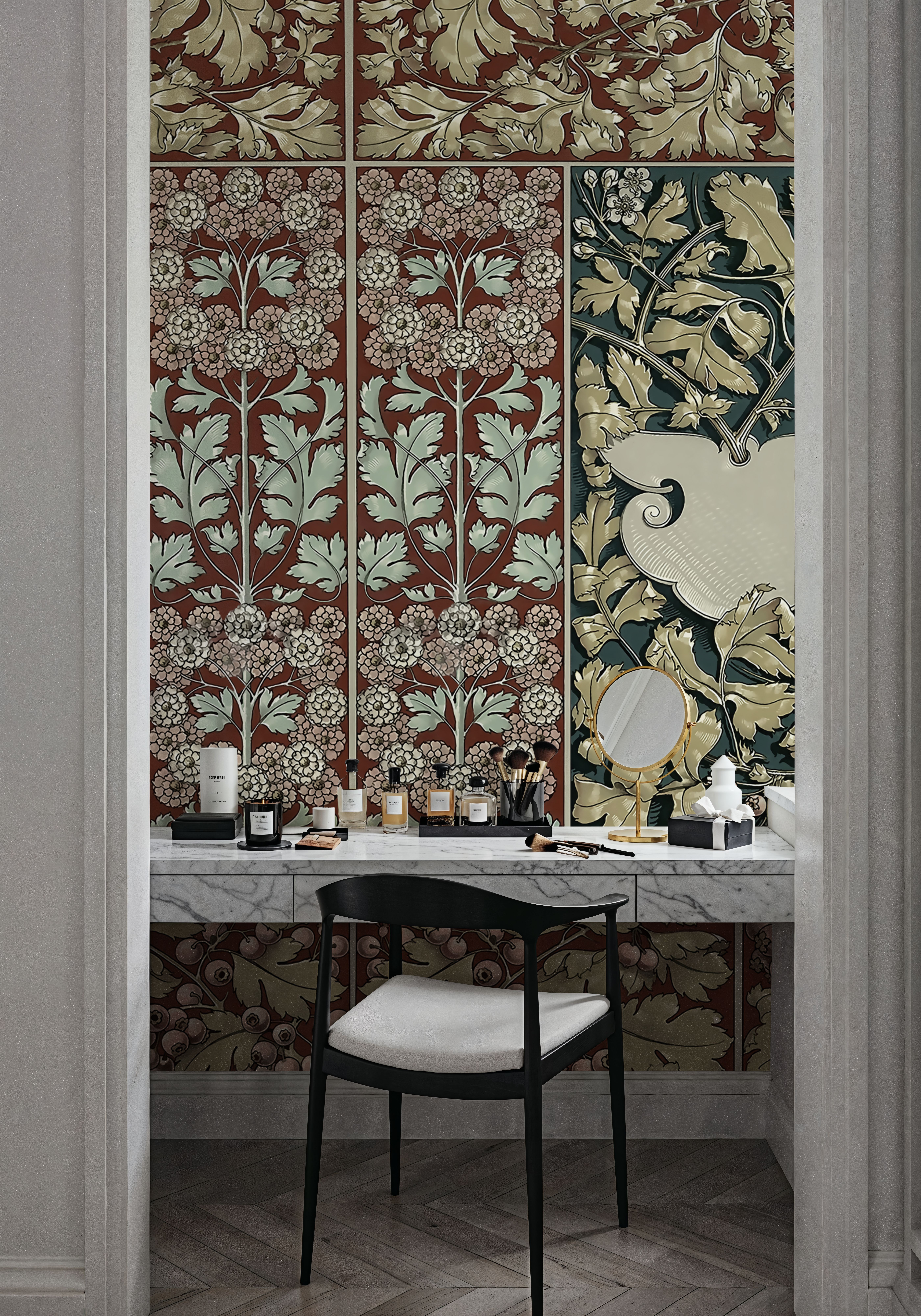 Flowers and Berries Red