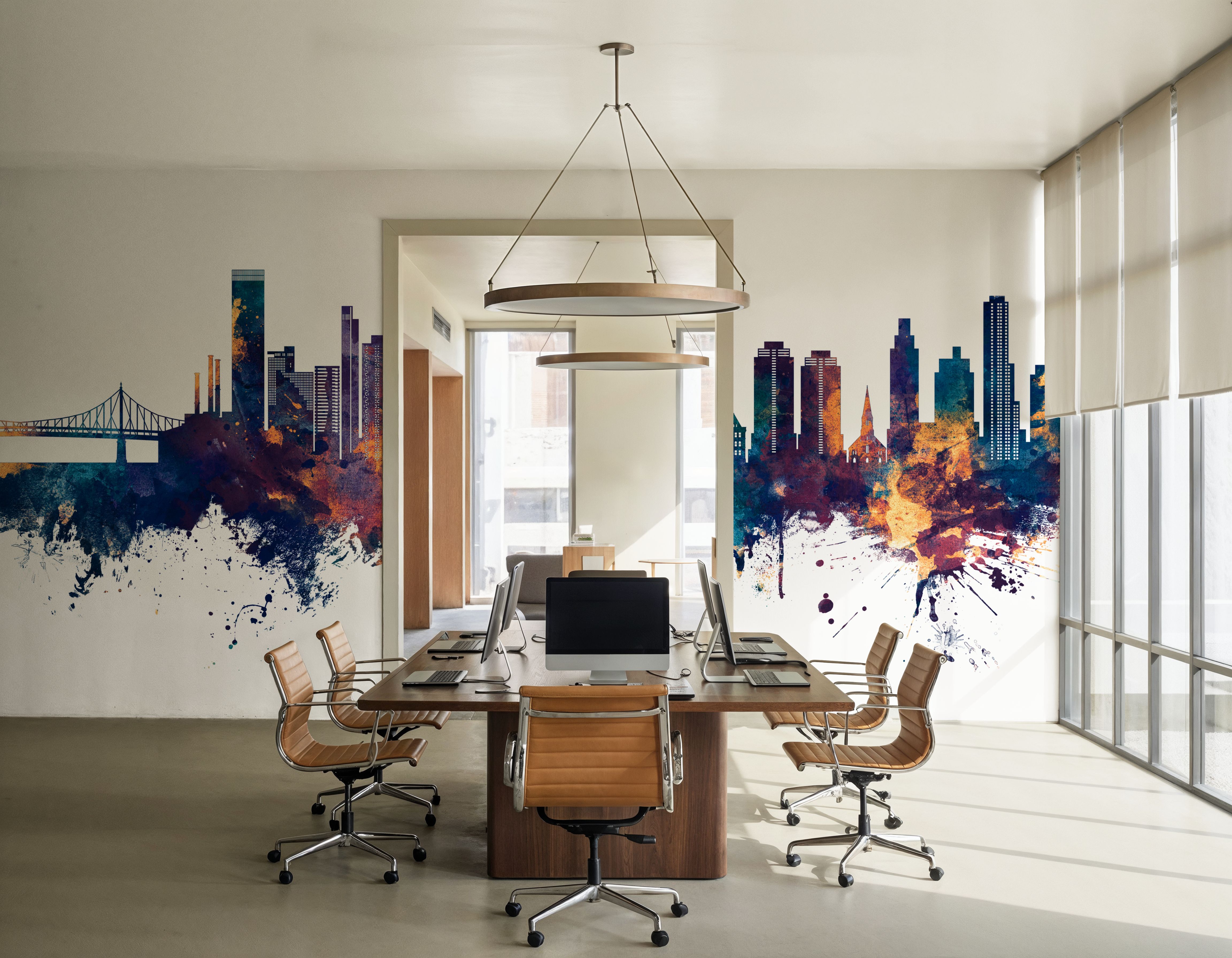 Queens New York Skyline Blue & Bronze