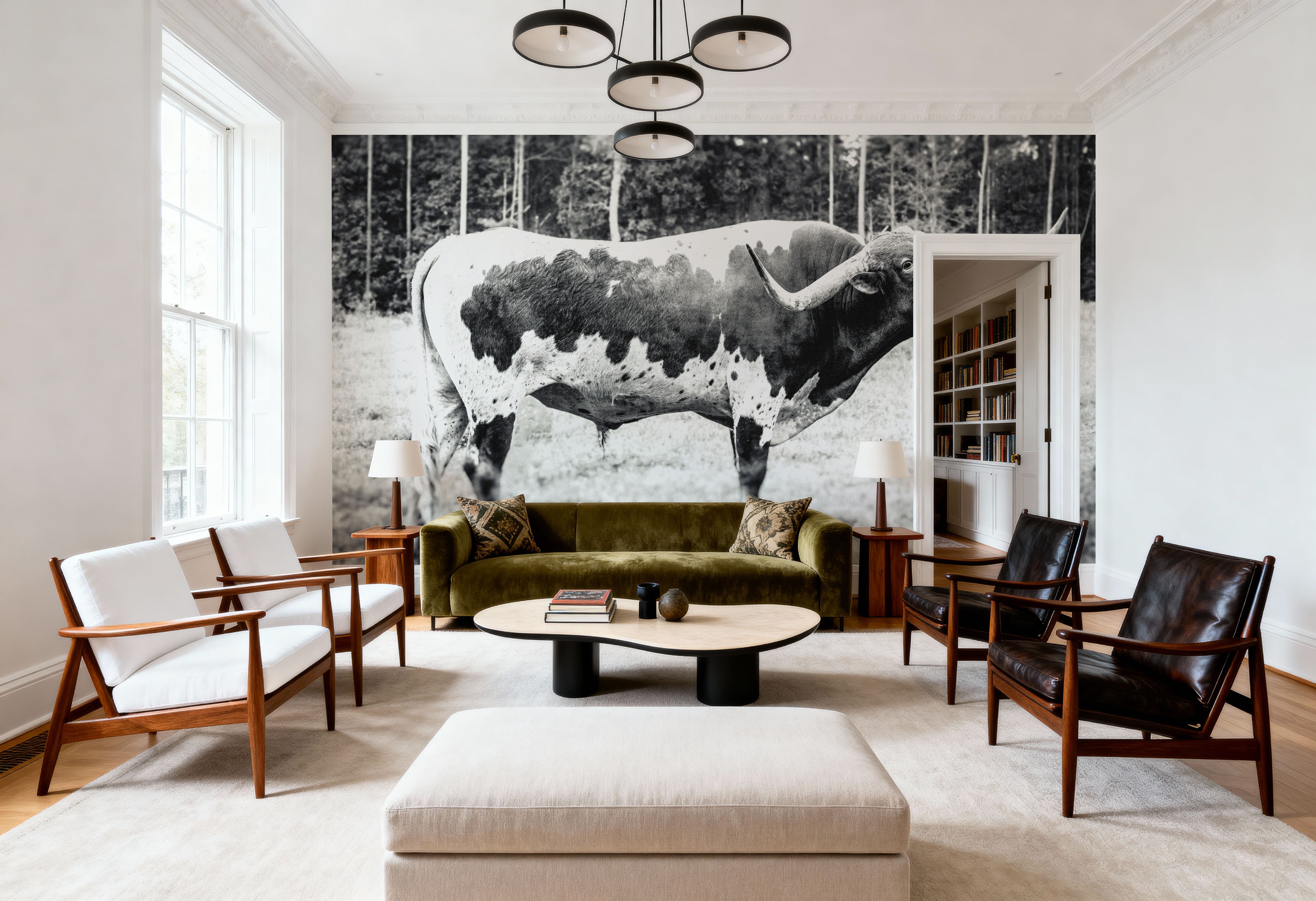 Longhorn Bull BW