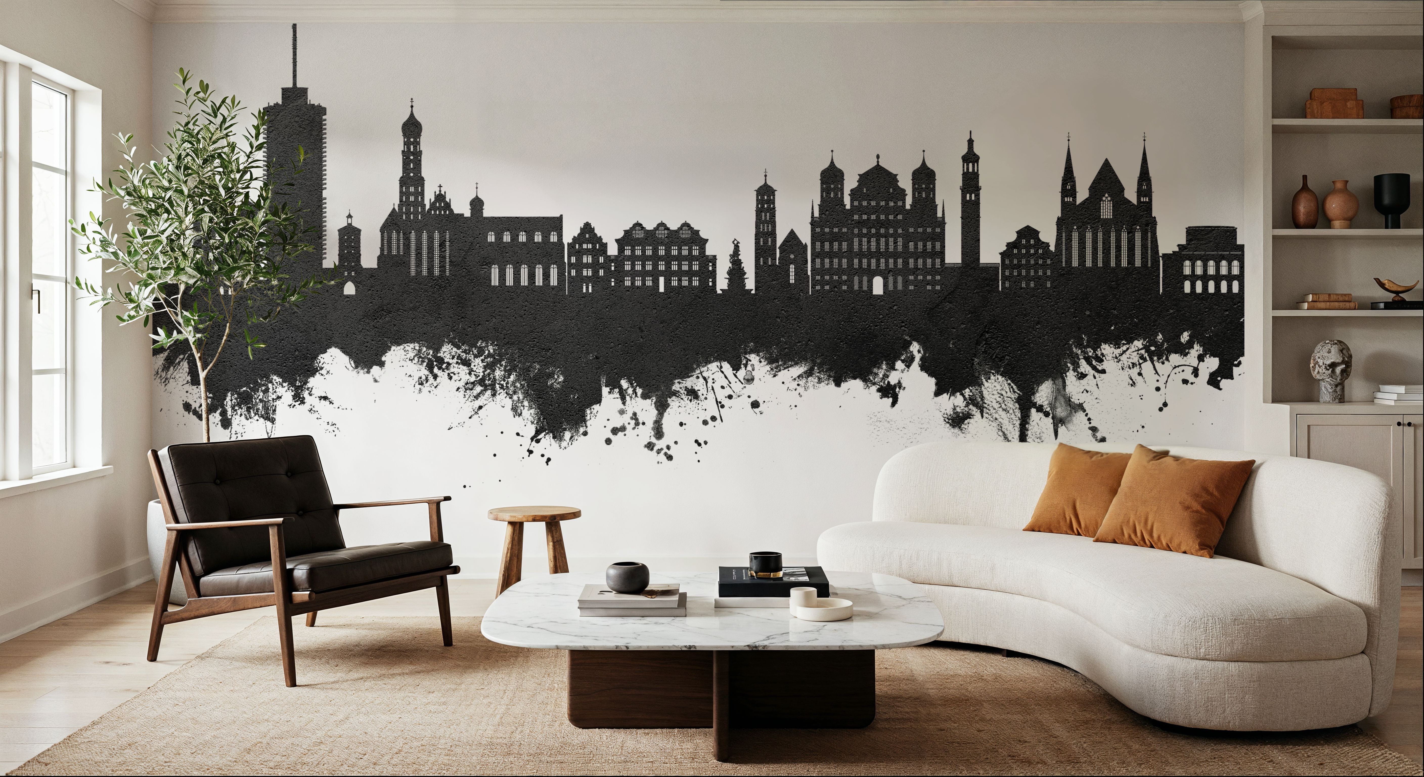 Augsburg Germany Skyline Black & White