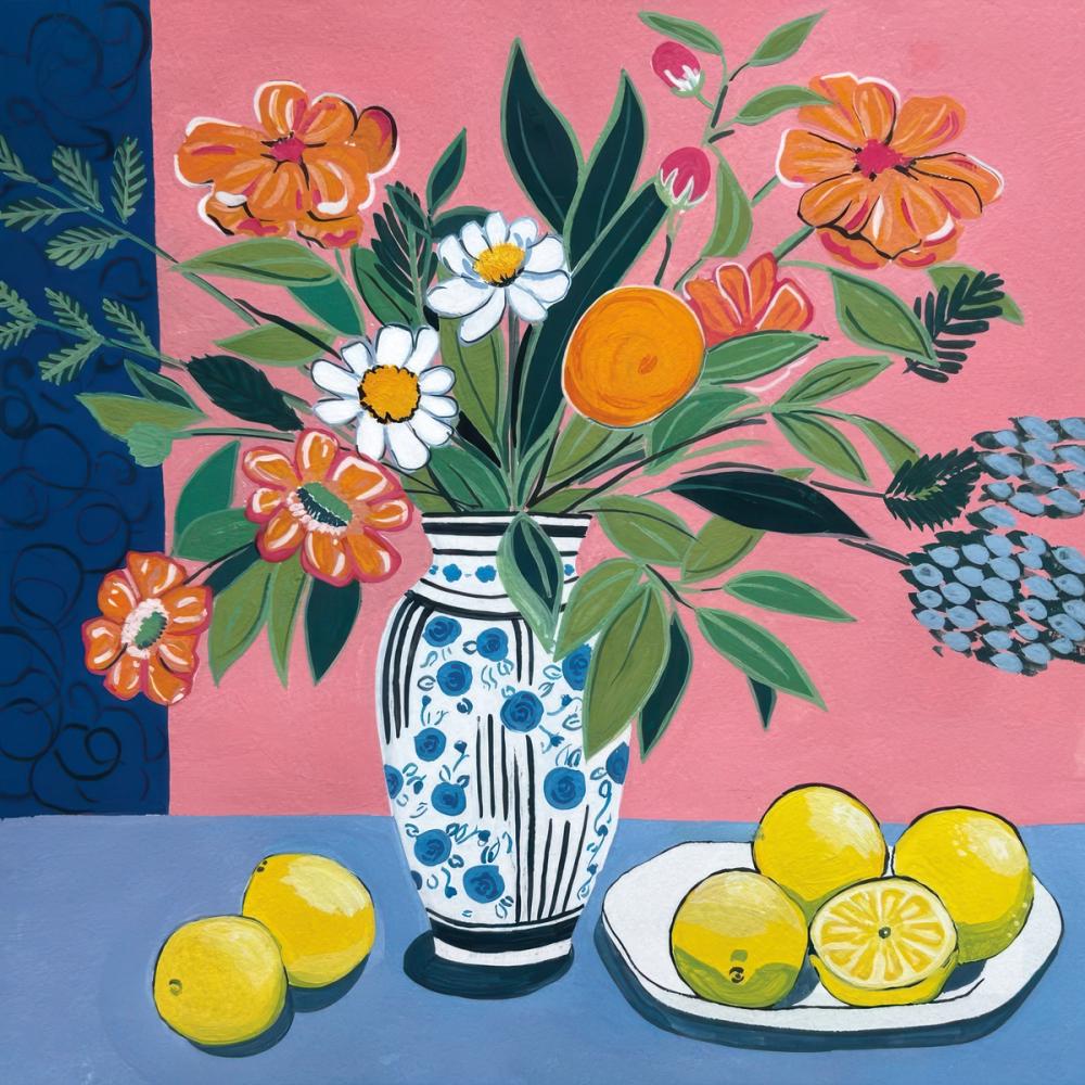 Flower Still Life With Lemons