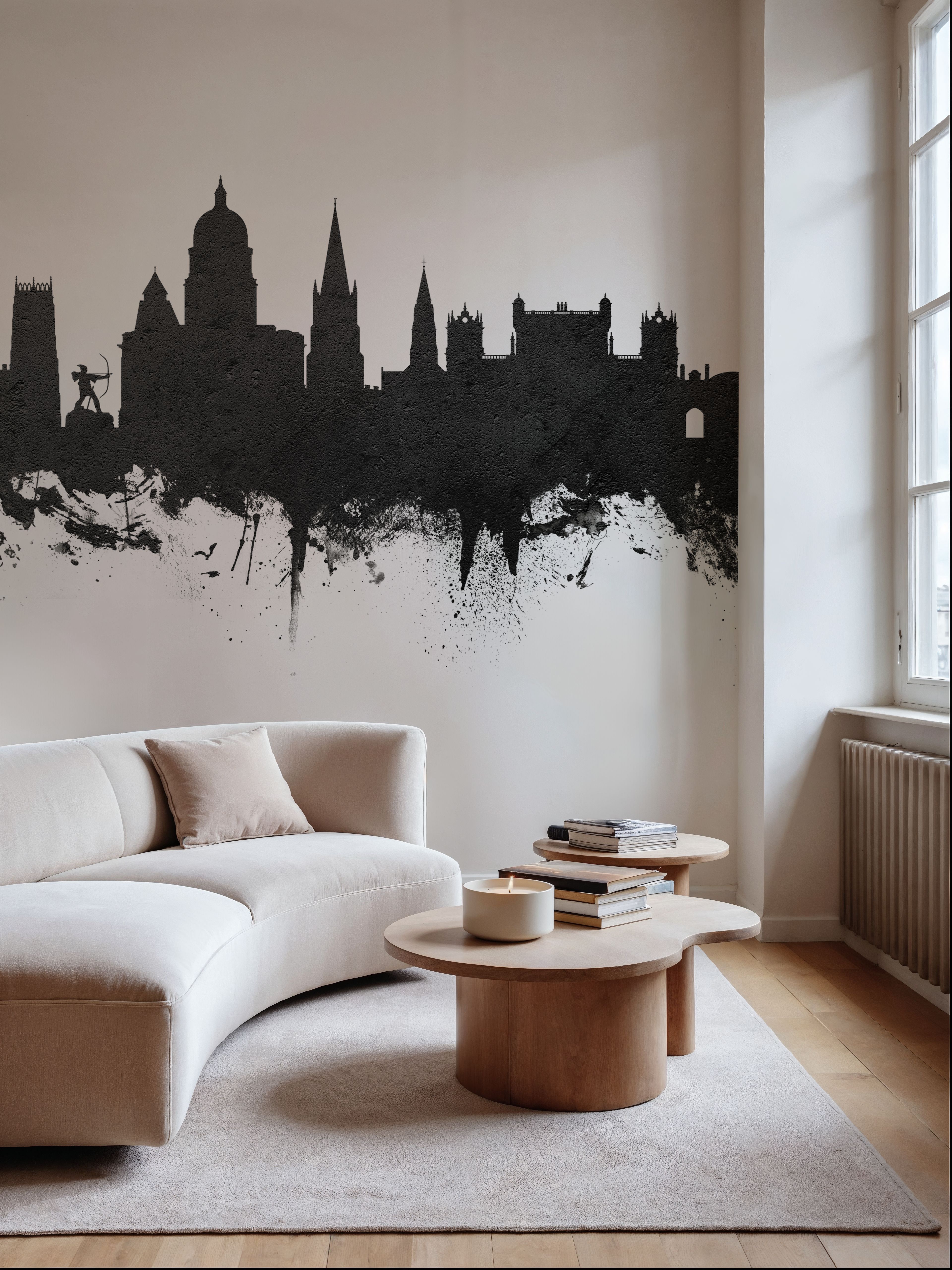 Nottingham England Skyline Black & White