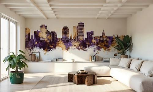 Columbia South Carolina Skyline Purple & Gold