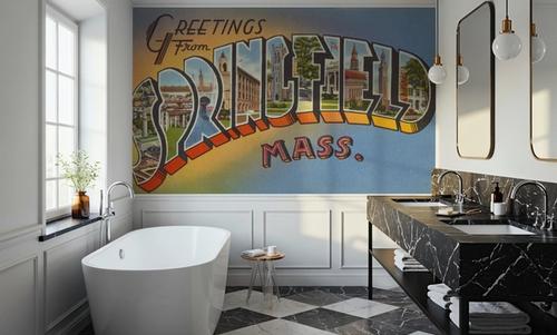 Greetings from Springfield Mass. - Screenprint Postcard
