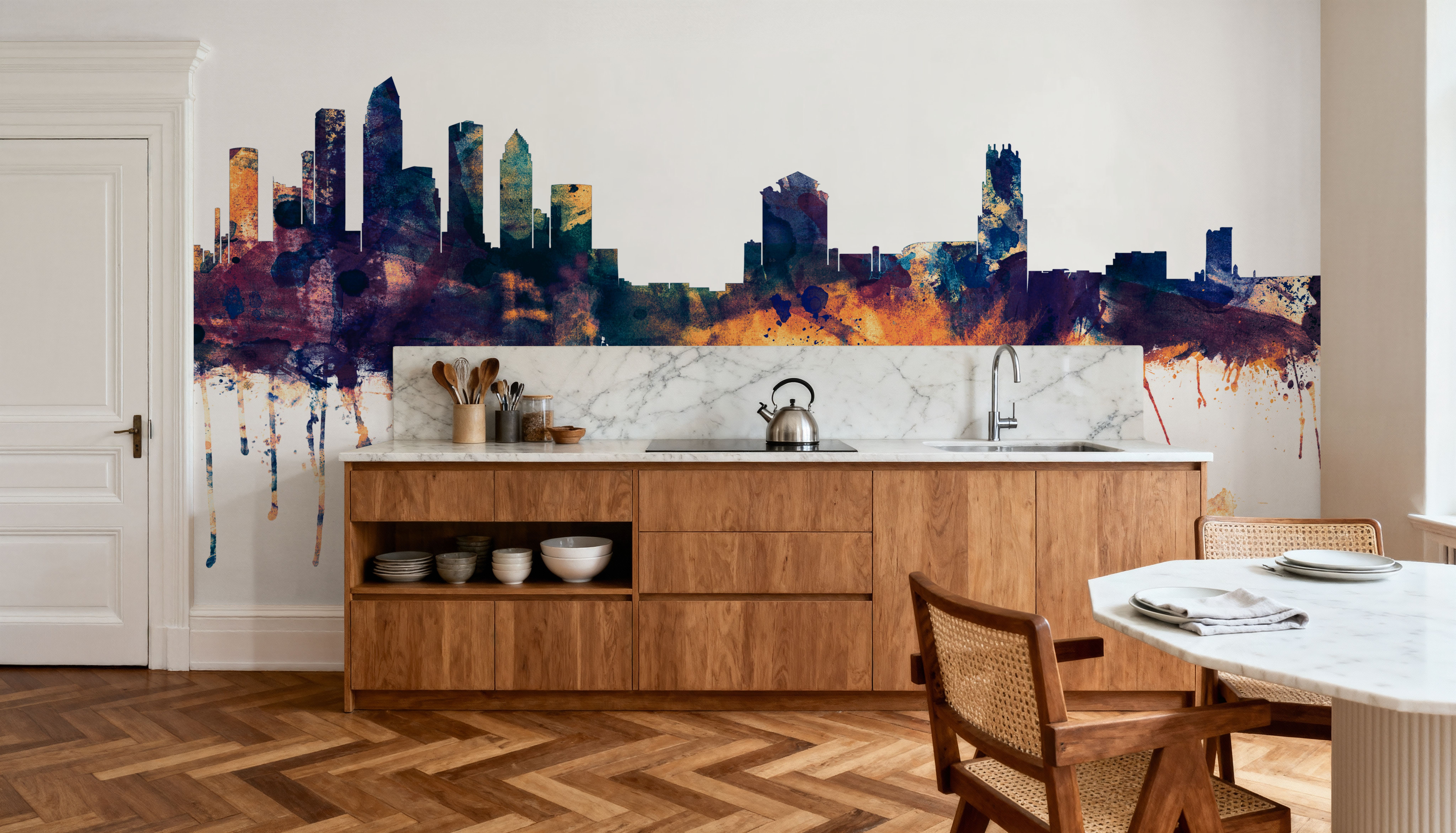 Tampa Florida Skyline Blue & Bronze, Wallpaper