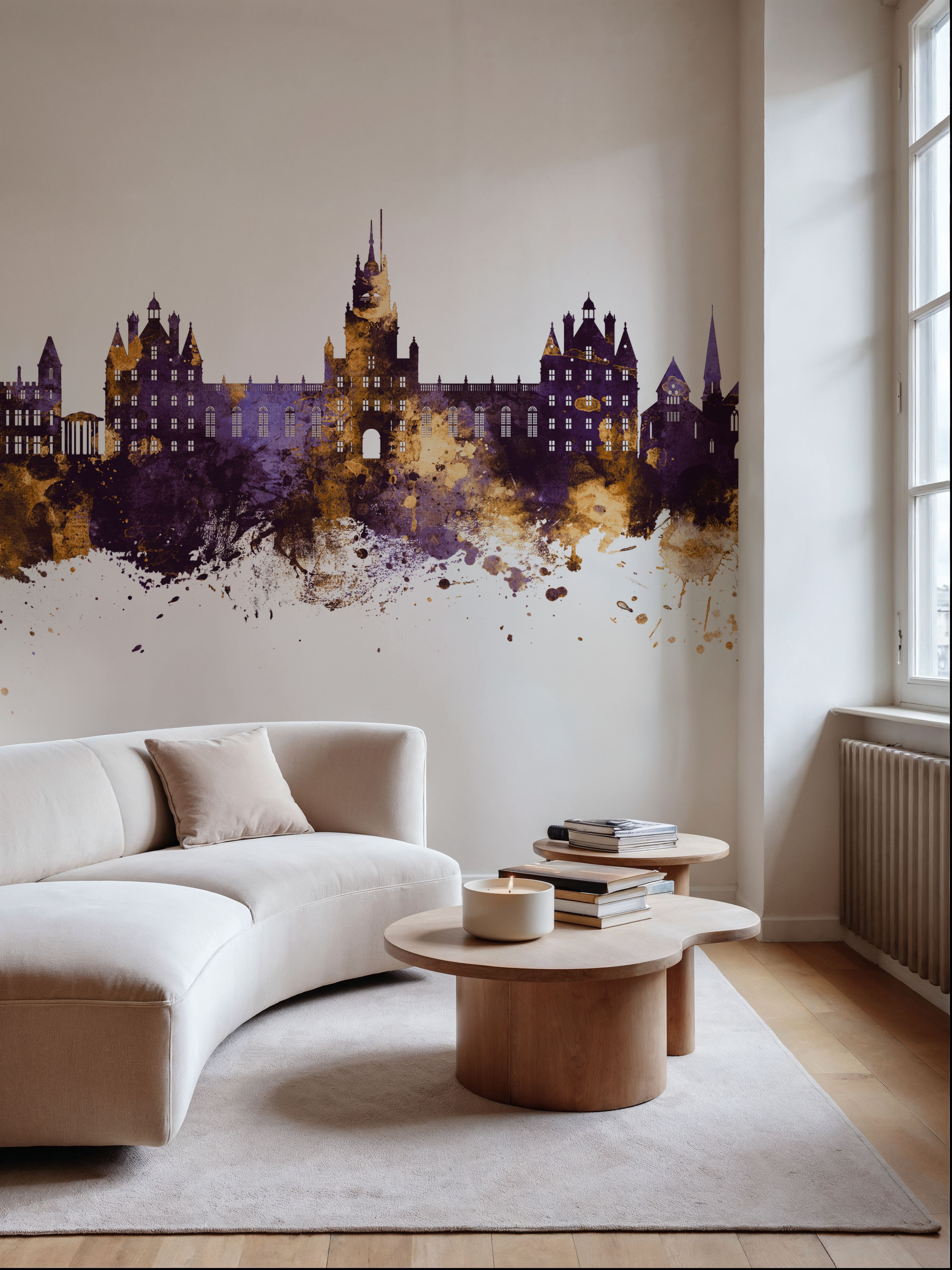 Egham England Skyline Purple & Gold