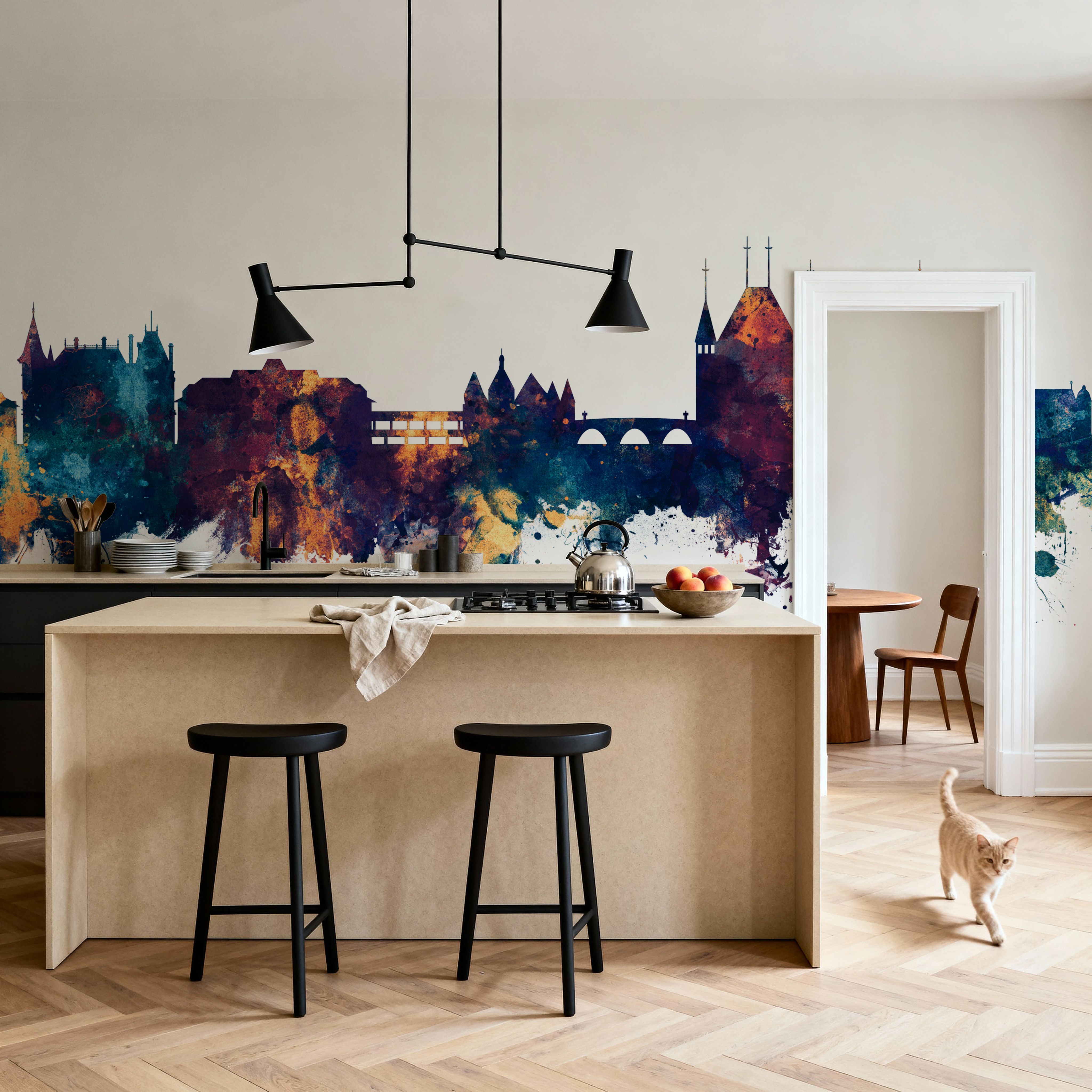 Thun Switzerland Skyline Blue & Bronze