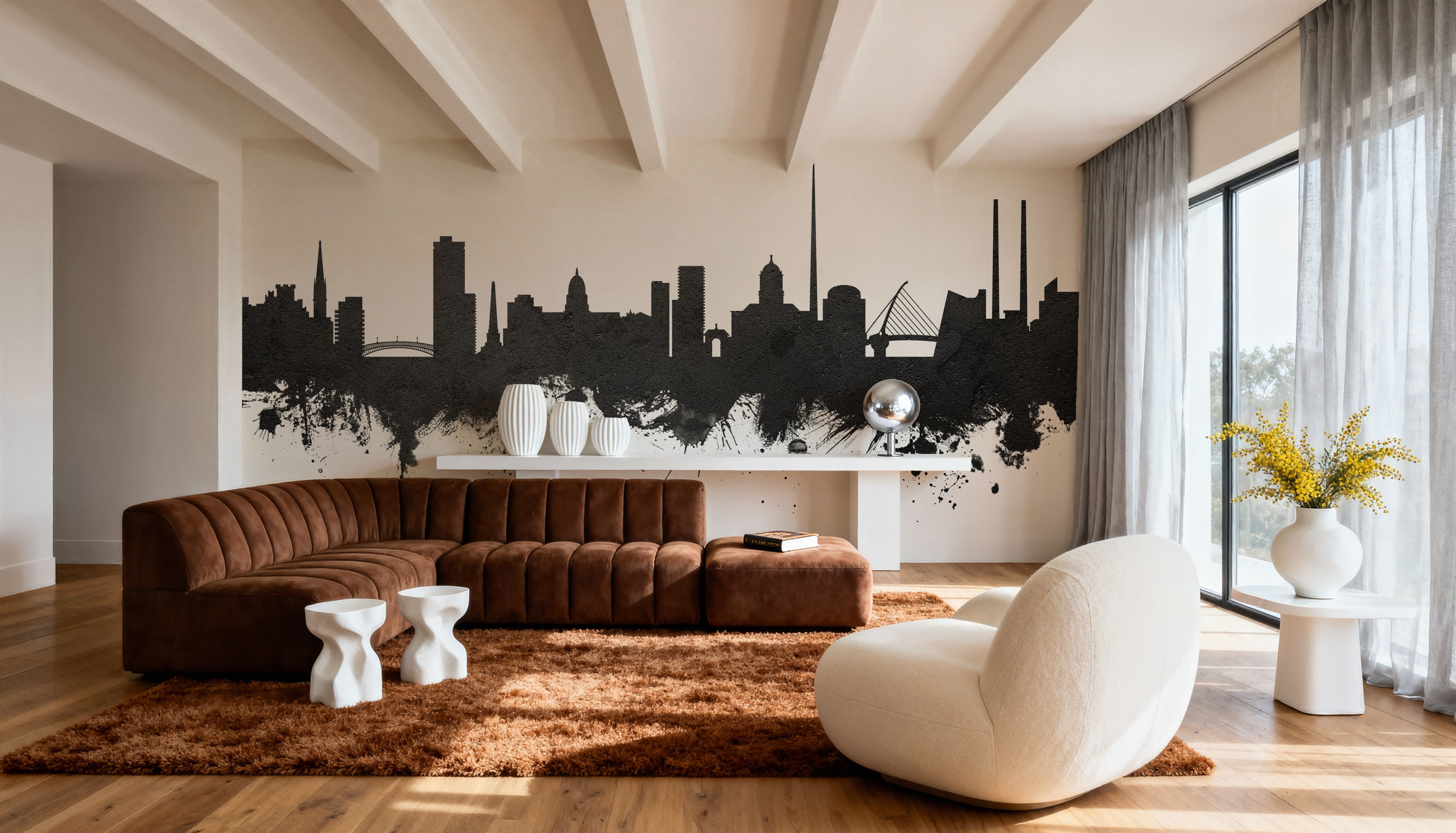 Dublin Ireland Skyline Black & White