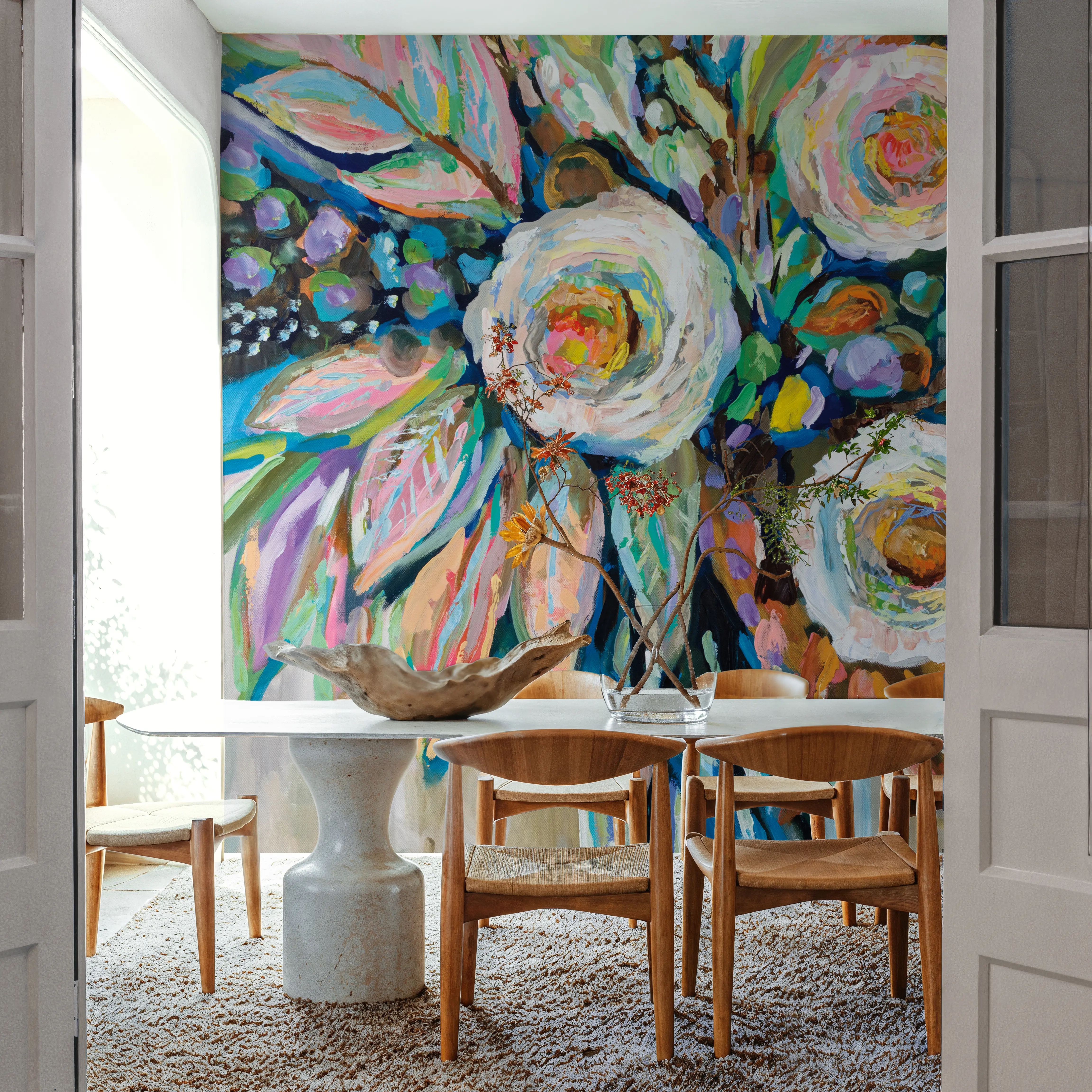 Wall Mural - Curious Bouquets - Abstract Contemporary mural wallpaper - Bedroom - Wallism UK - Peel & Stick or Paste-the-Wall