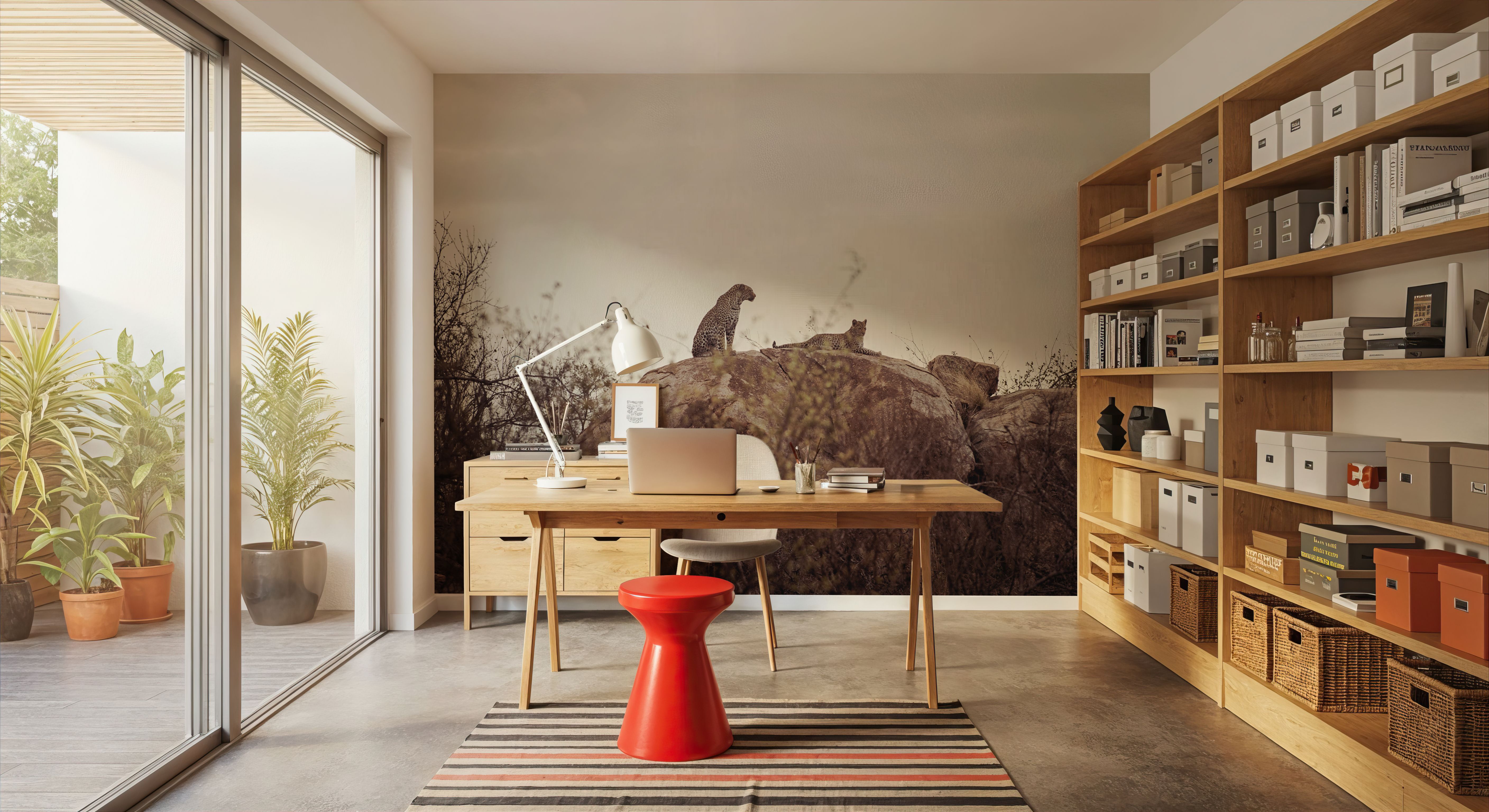 Leopard and Cub, Behang