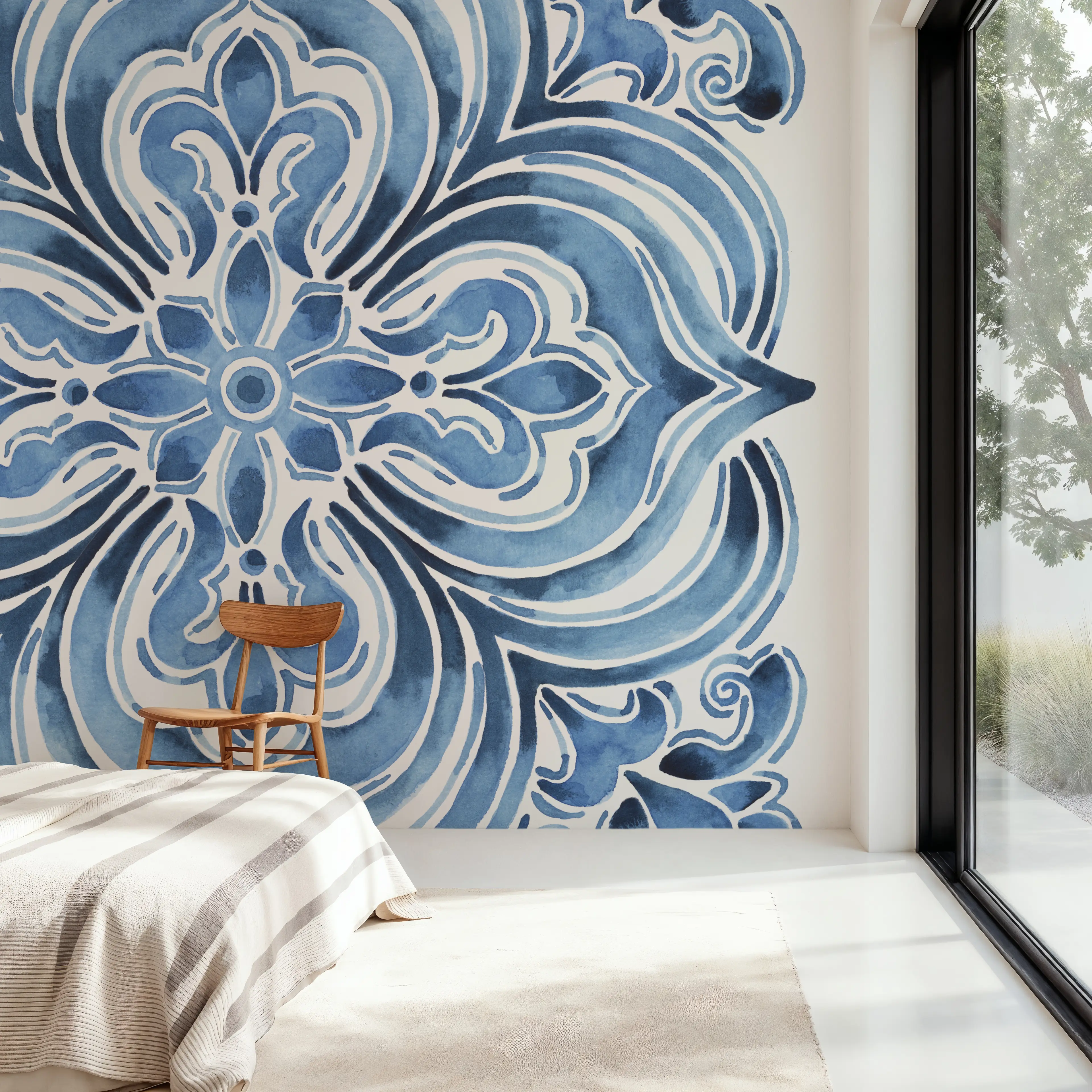 Fotobehang - Le Citron VIII - Bloemen Natuur Mural - Blauw - Gangtrappen - Wallism België - Zelfklevend of Vliesbehang