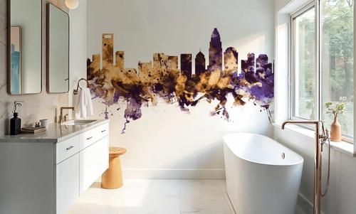 Charlotte North Carolina Skyline Purple & Gold
