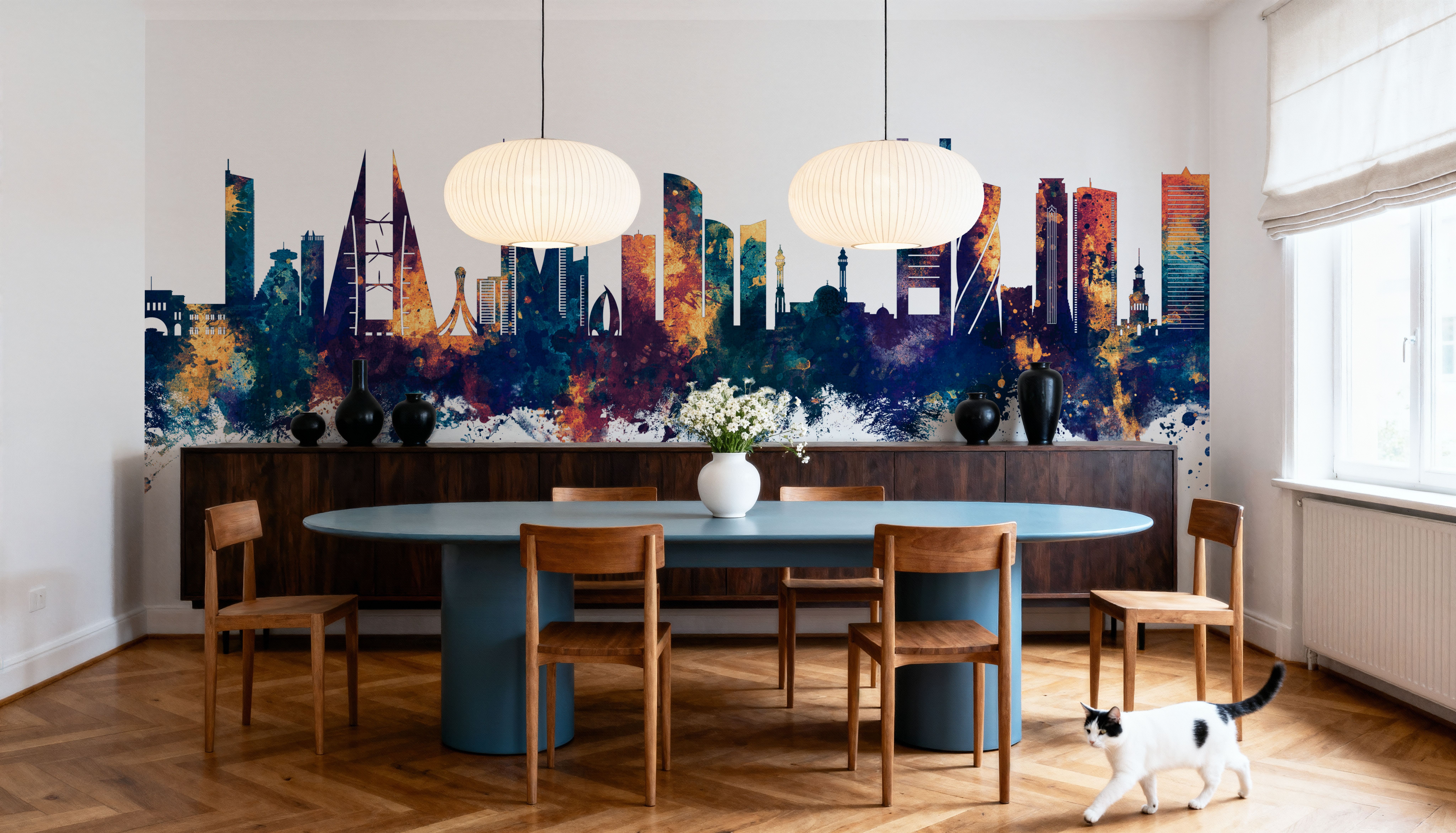 Manama Skyline Blue & Bronze