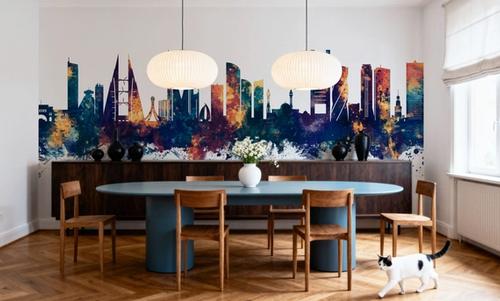 Manama Skyline Blue & Bronze