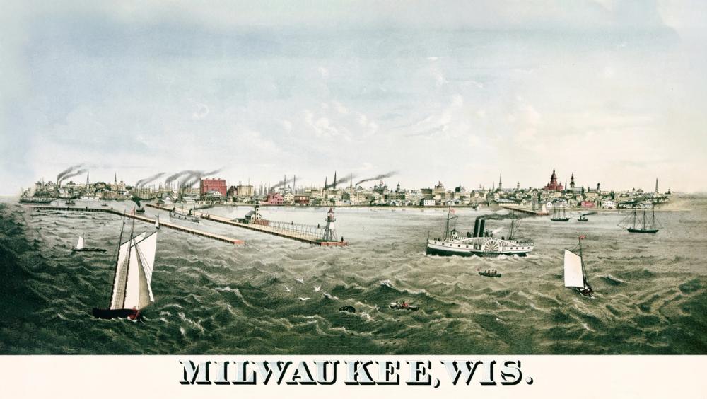 Old view of Milwaukee from Lake Michigan, 1874