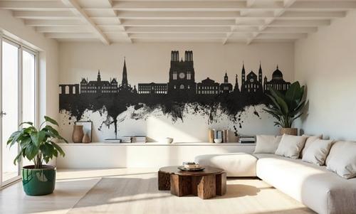 Reims France Skyline Black & White