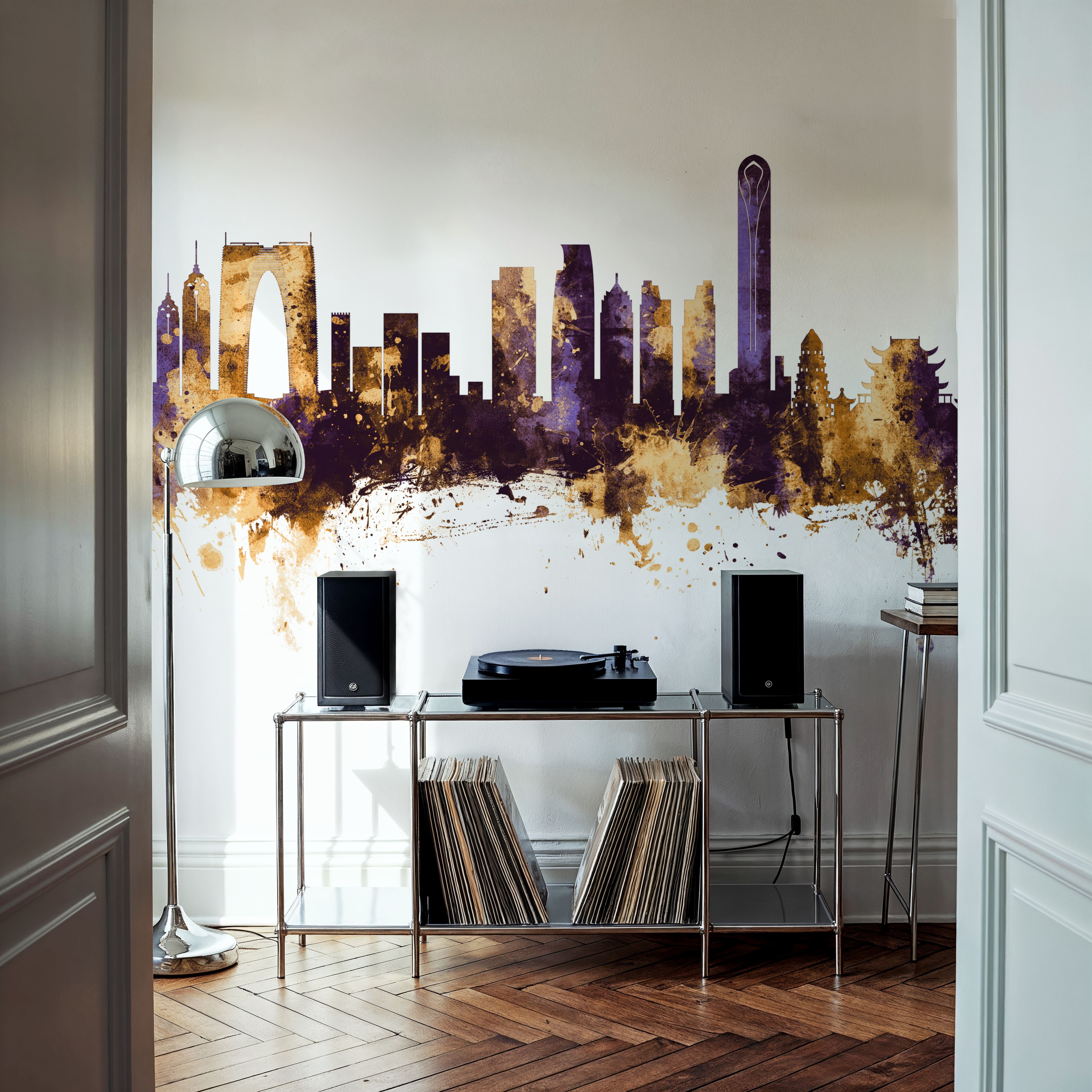 Suzhou China Skyline Purple & Gold