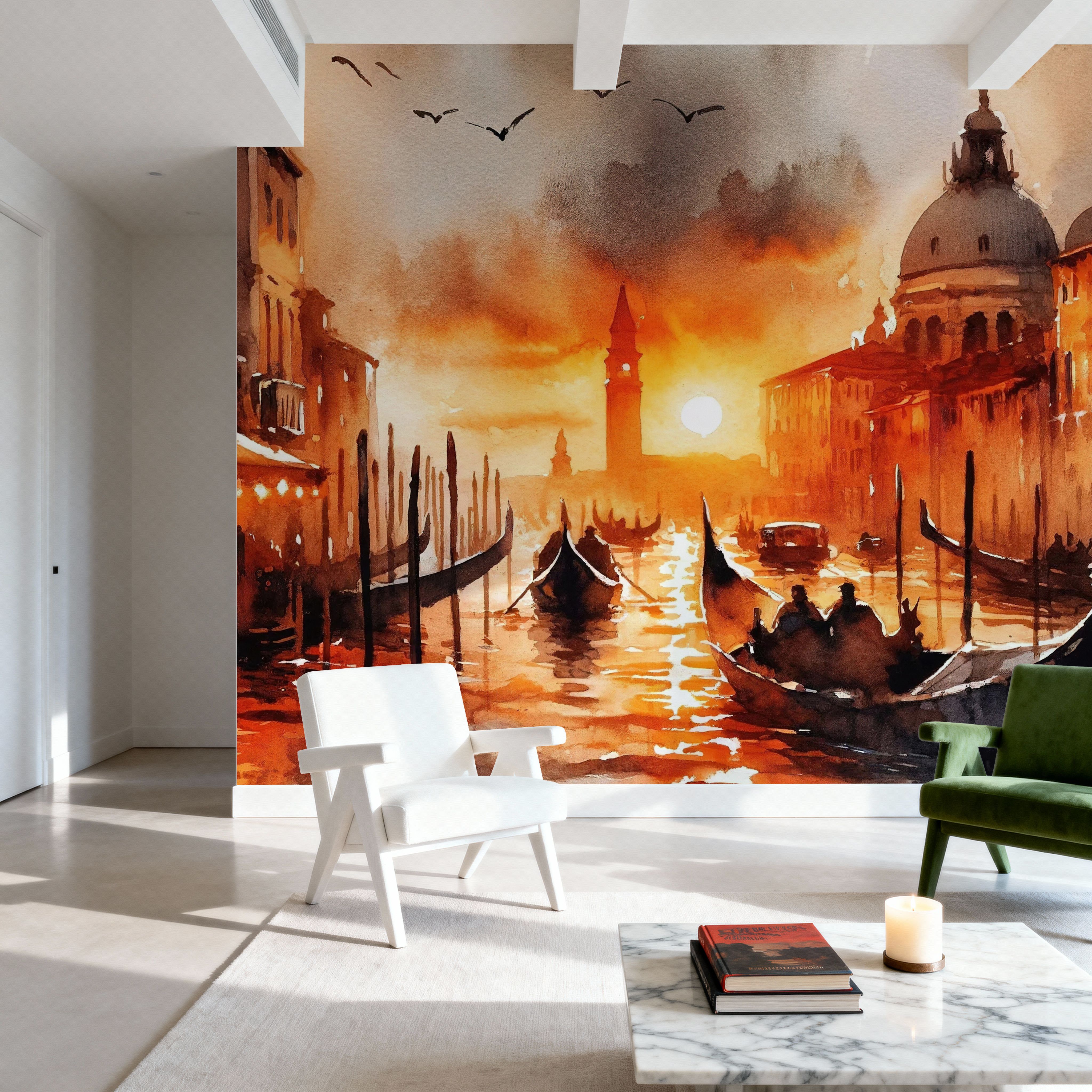 Fiery Sunset Over Venice Canal