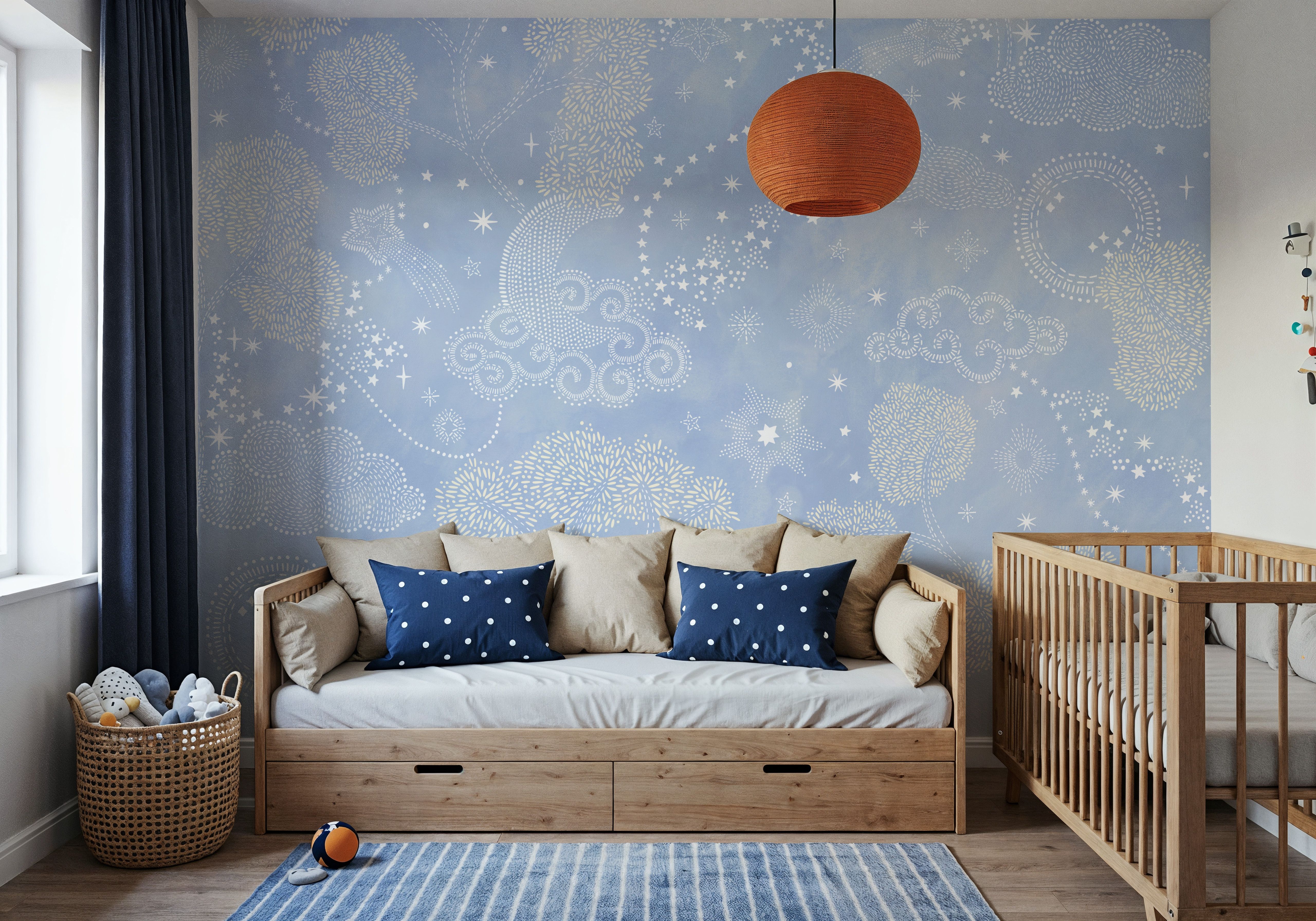 Moonlit Sky, Baby Blue, Carte da parati