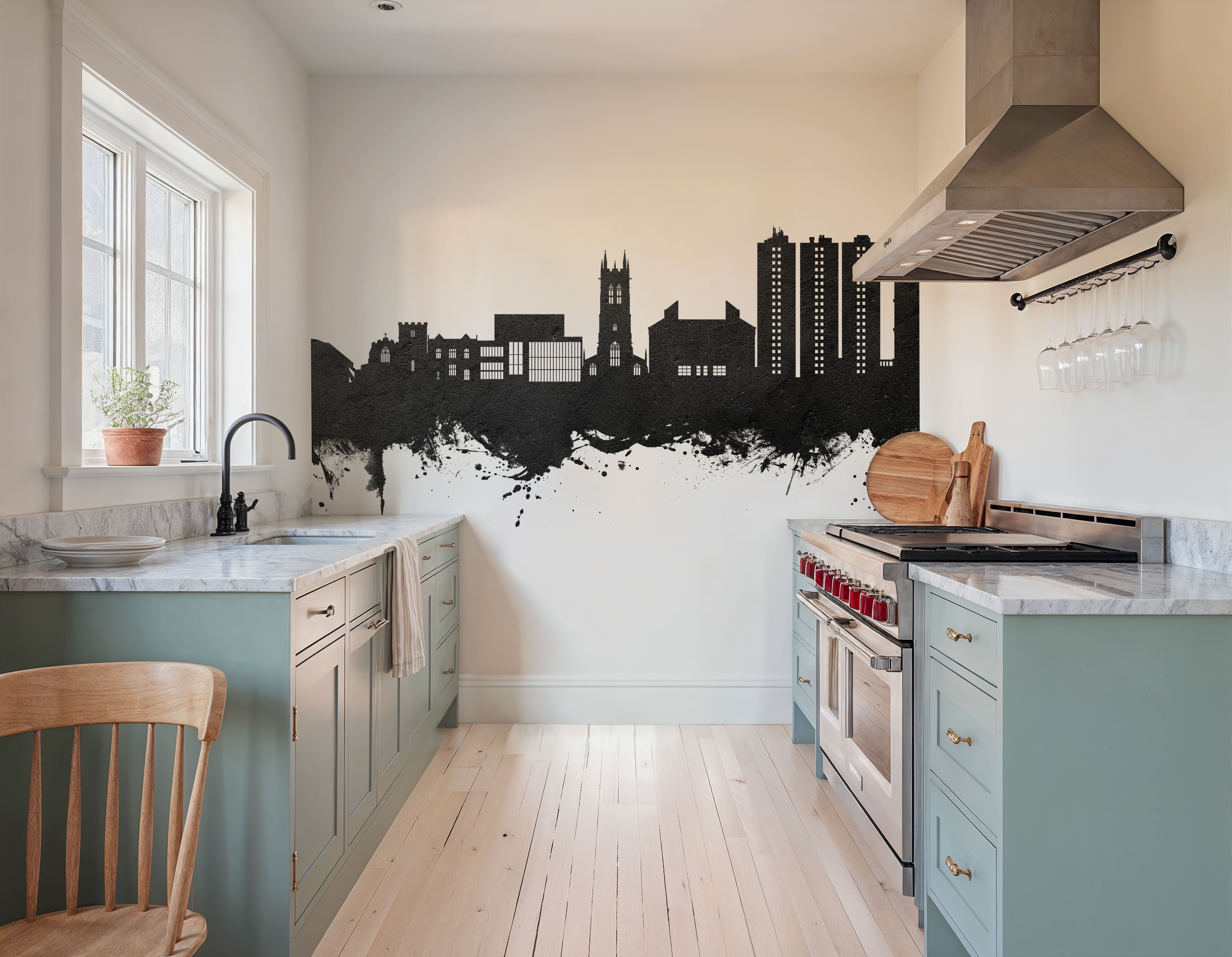 Scunthorpe England Skyline Black & White