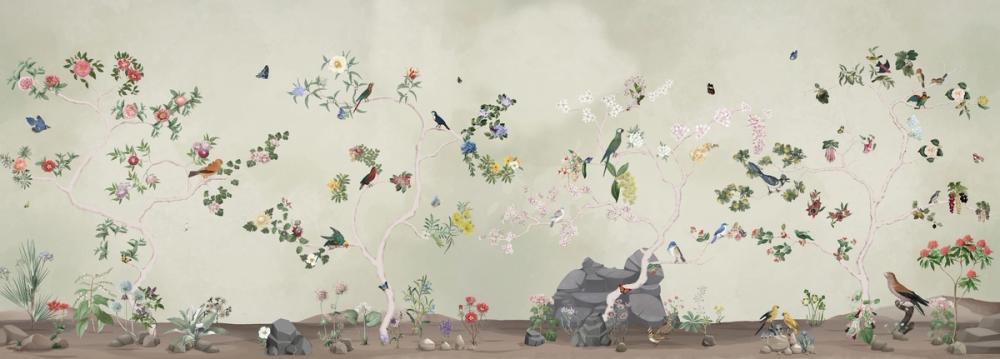 Birds in the Garden Green