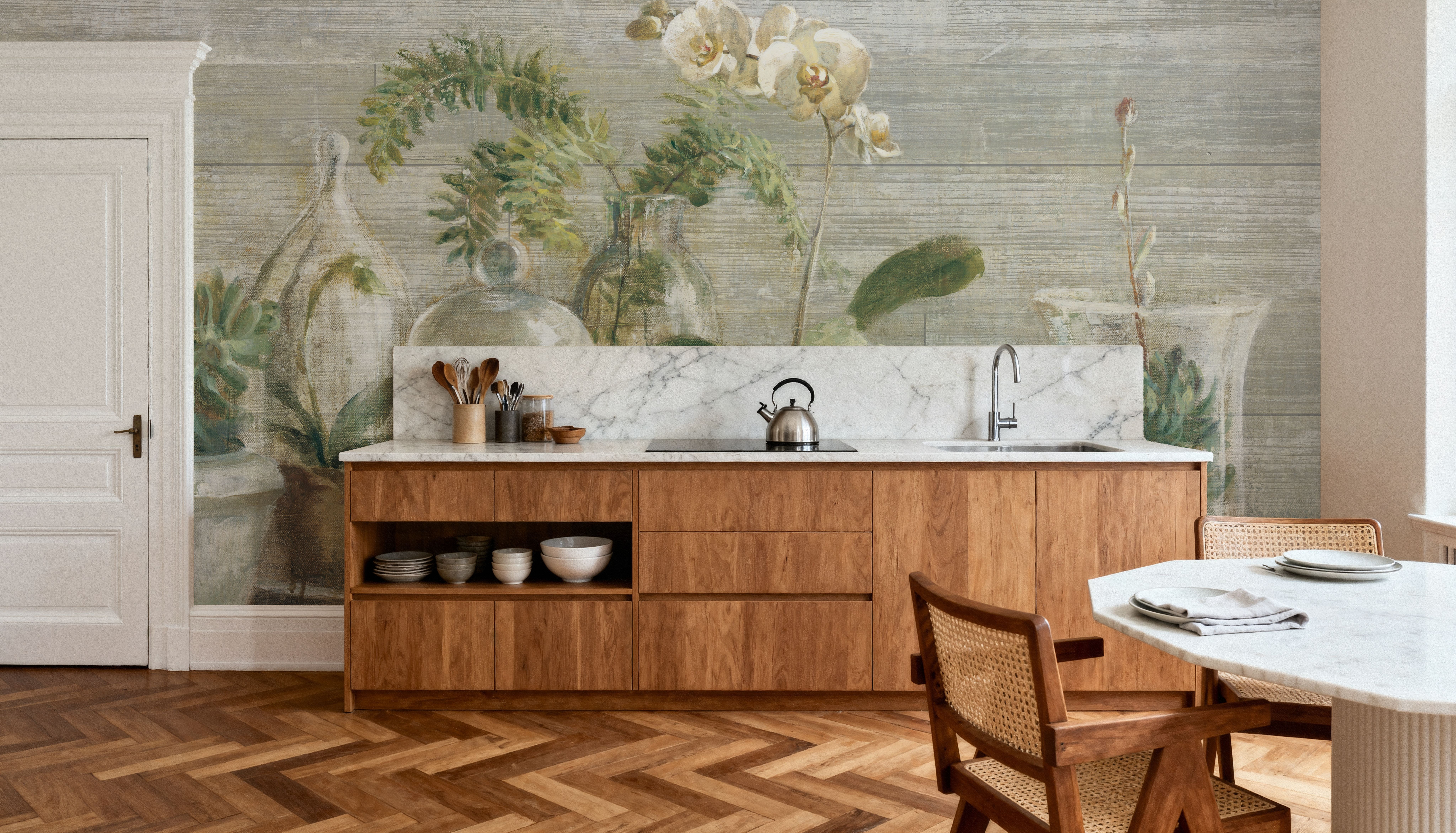 Greenhouse Orchids on Wood