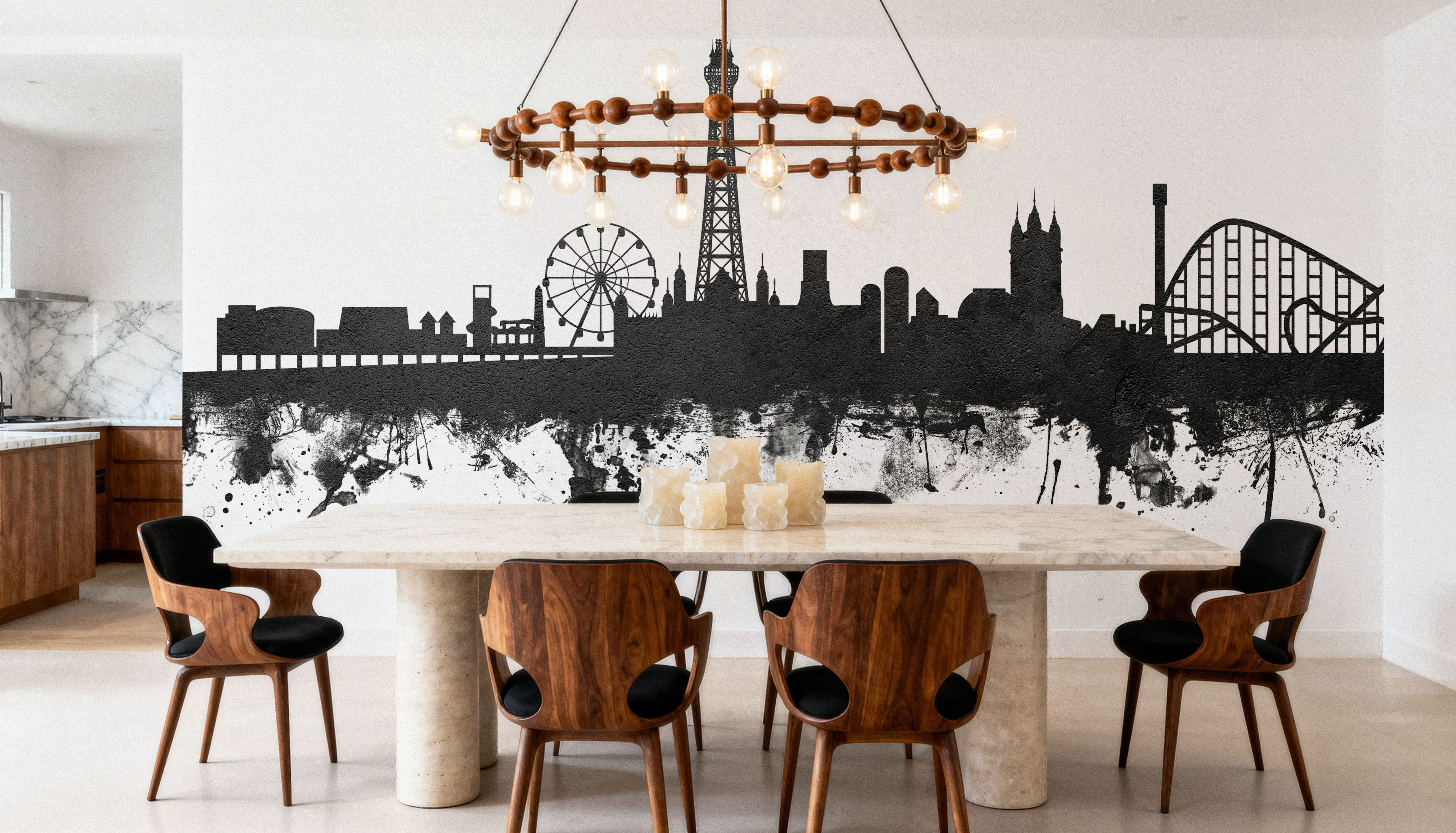 Blackpool England Skyline Black & White