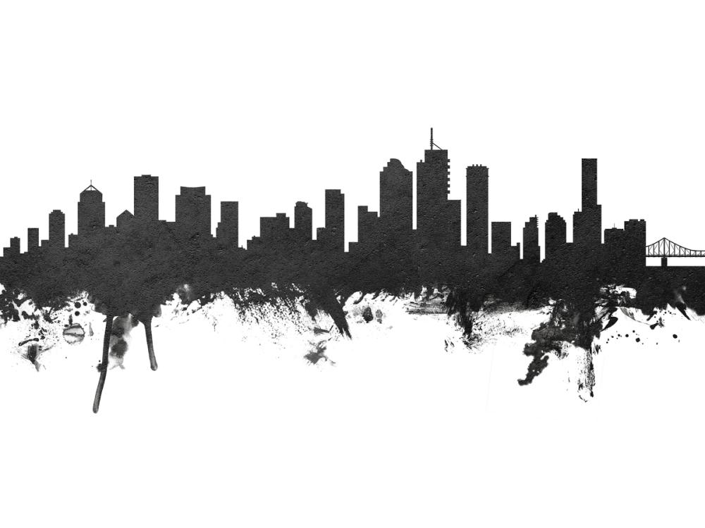Brisbane Australia Skyline Black & White