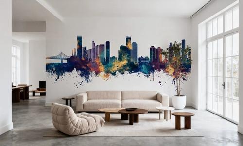 Queens New York Skyline Blue & Bronze