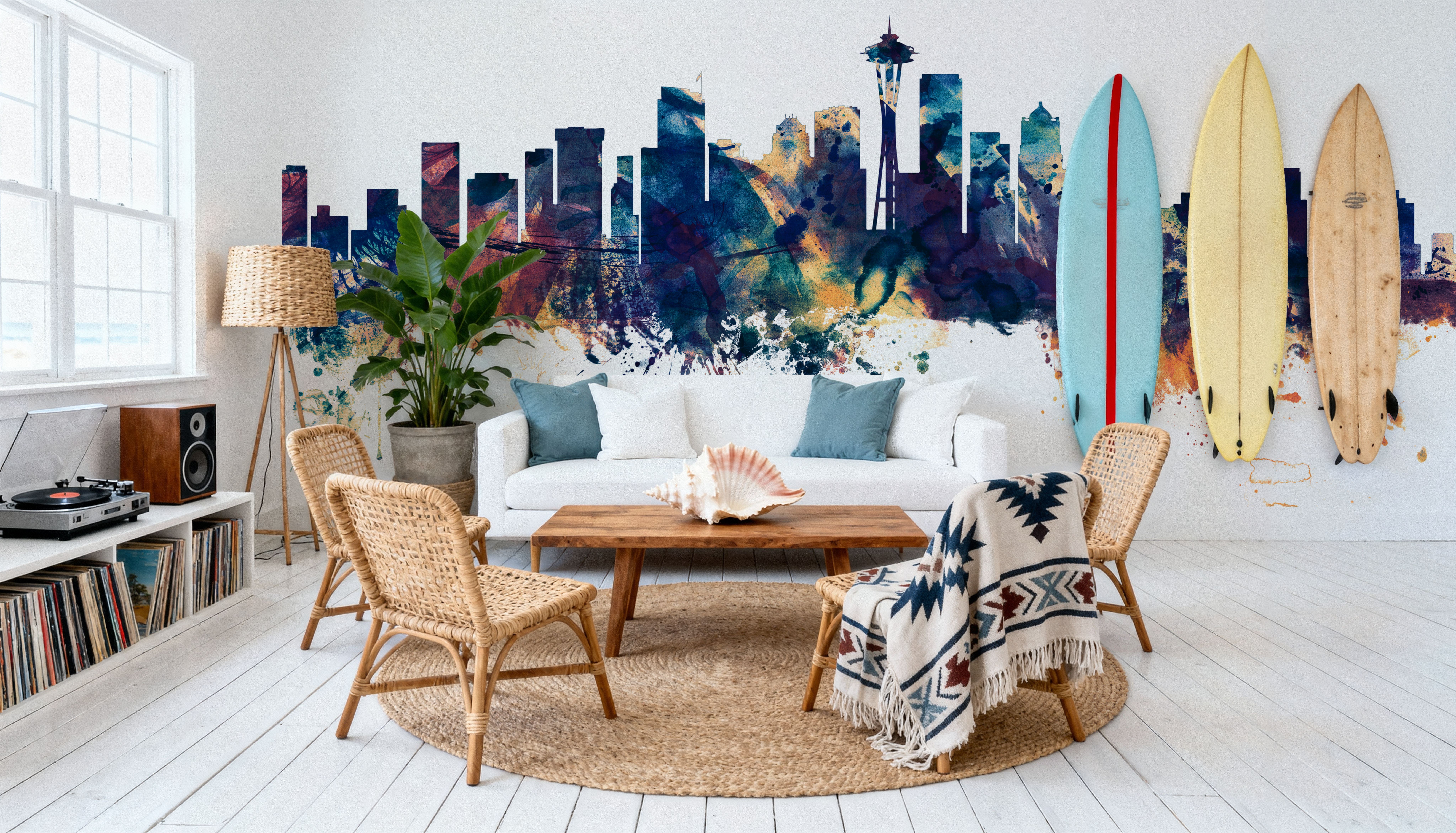 Seattle Skyline Blue & Bronze