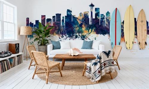 Seattle Skyline Blue & Bronze