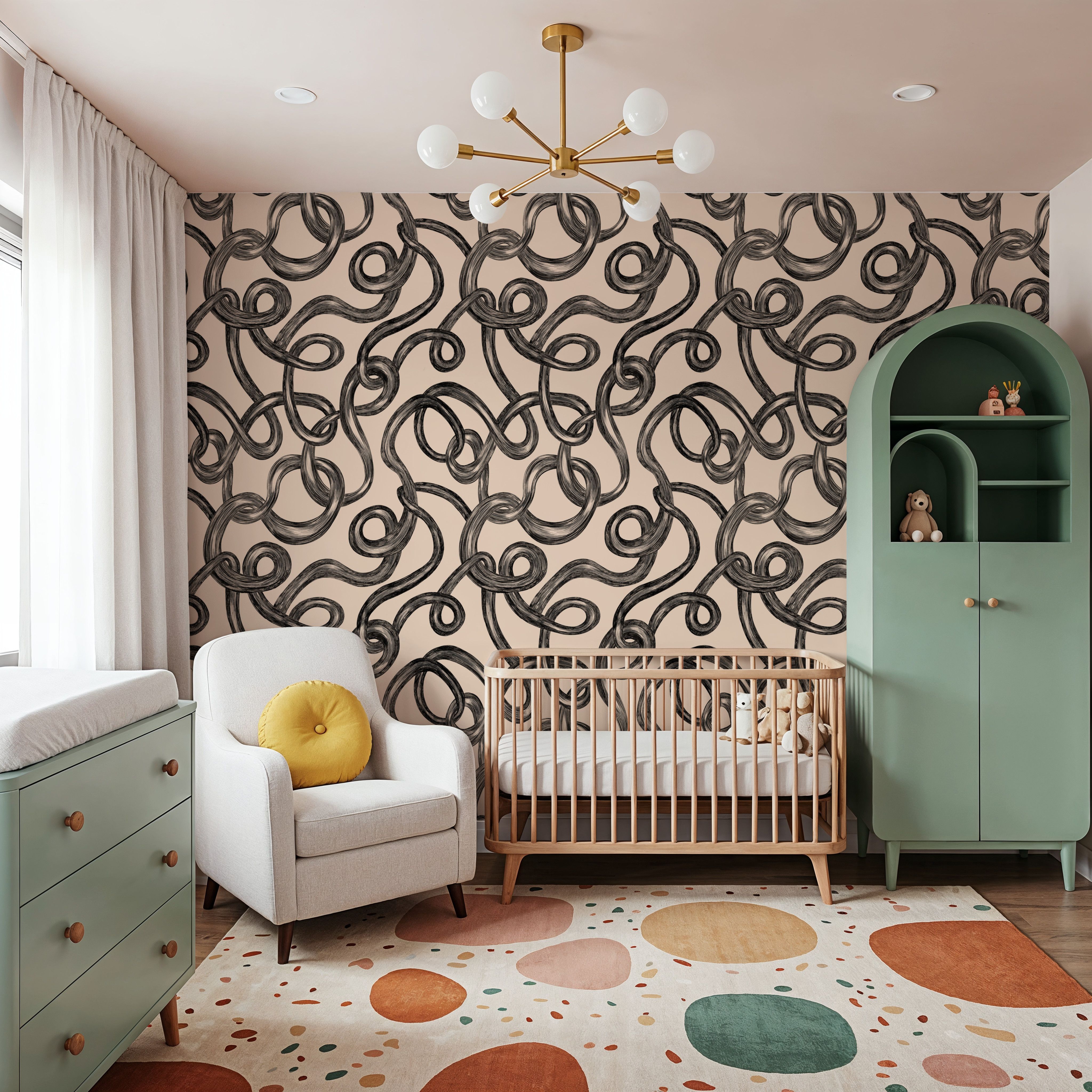 Swirl, Black on Ivory