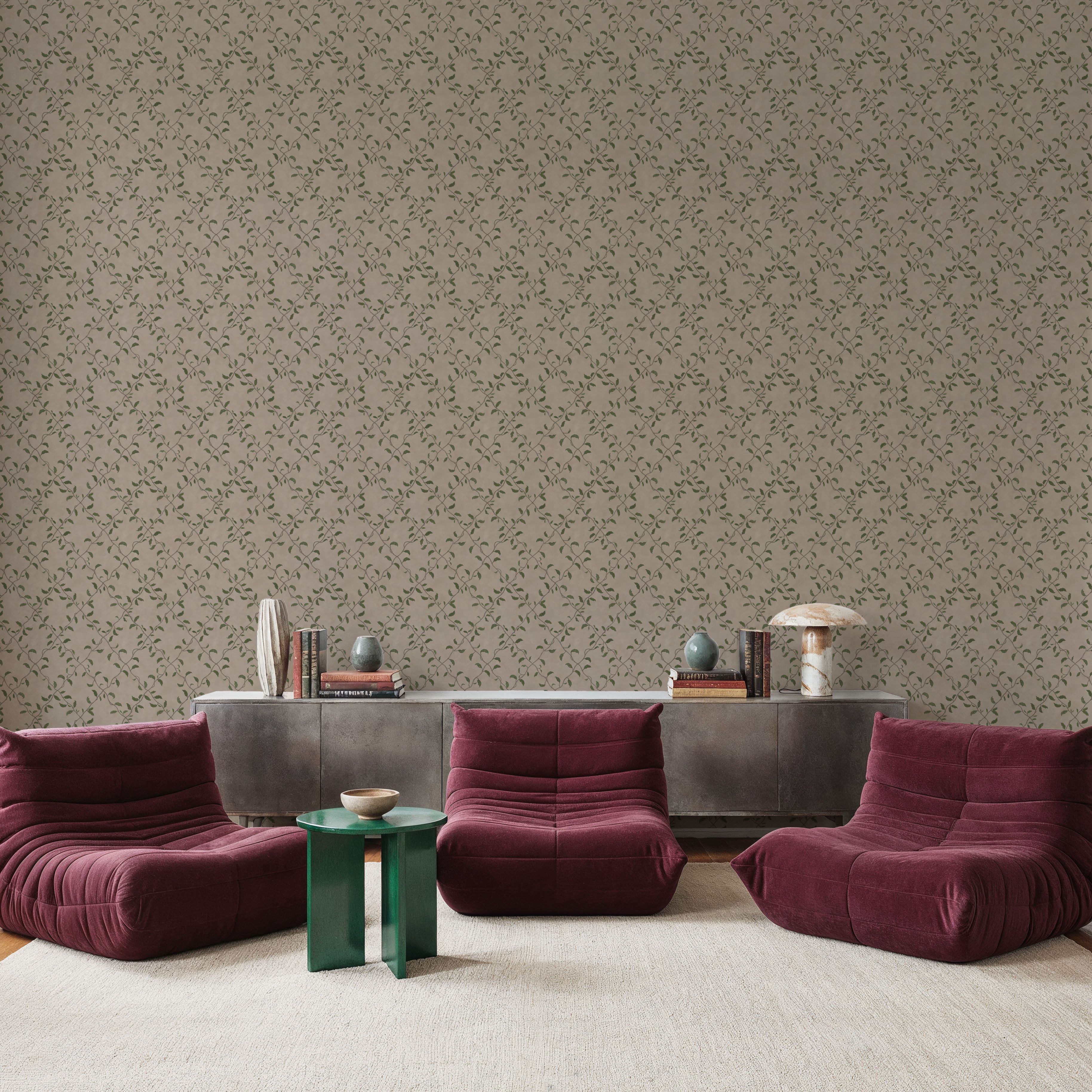 Emerlad Trellis Petite, Beige, Wallpaper