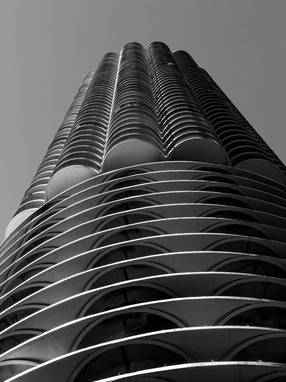 Chicago Skyline Marina City III BW