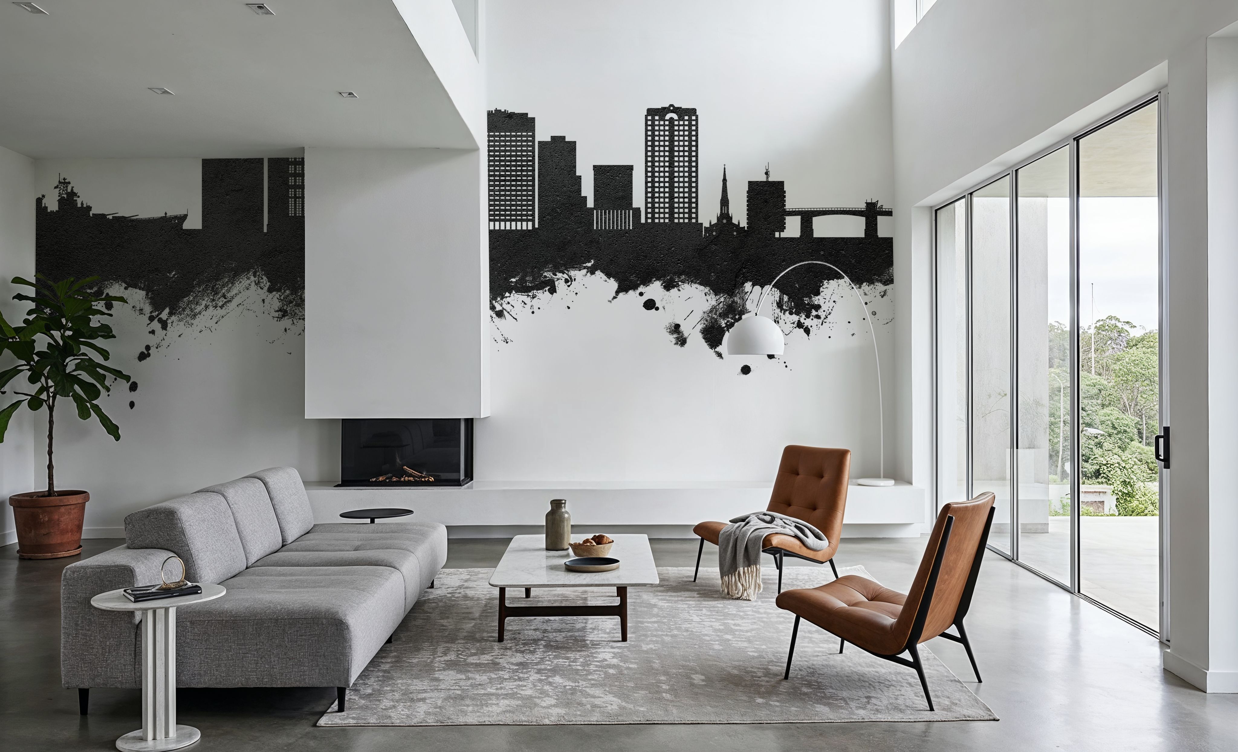 Norfolk Virginia Skyline Black & White, Papier peint