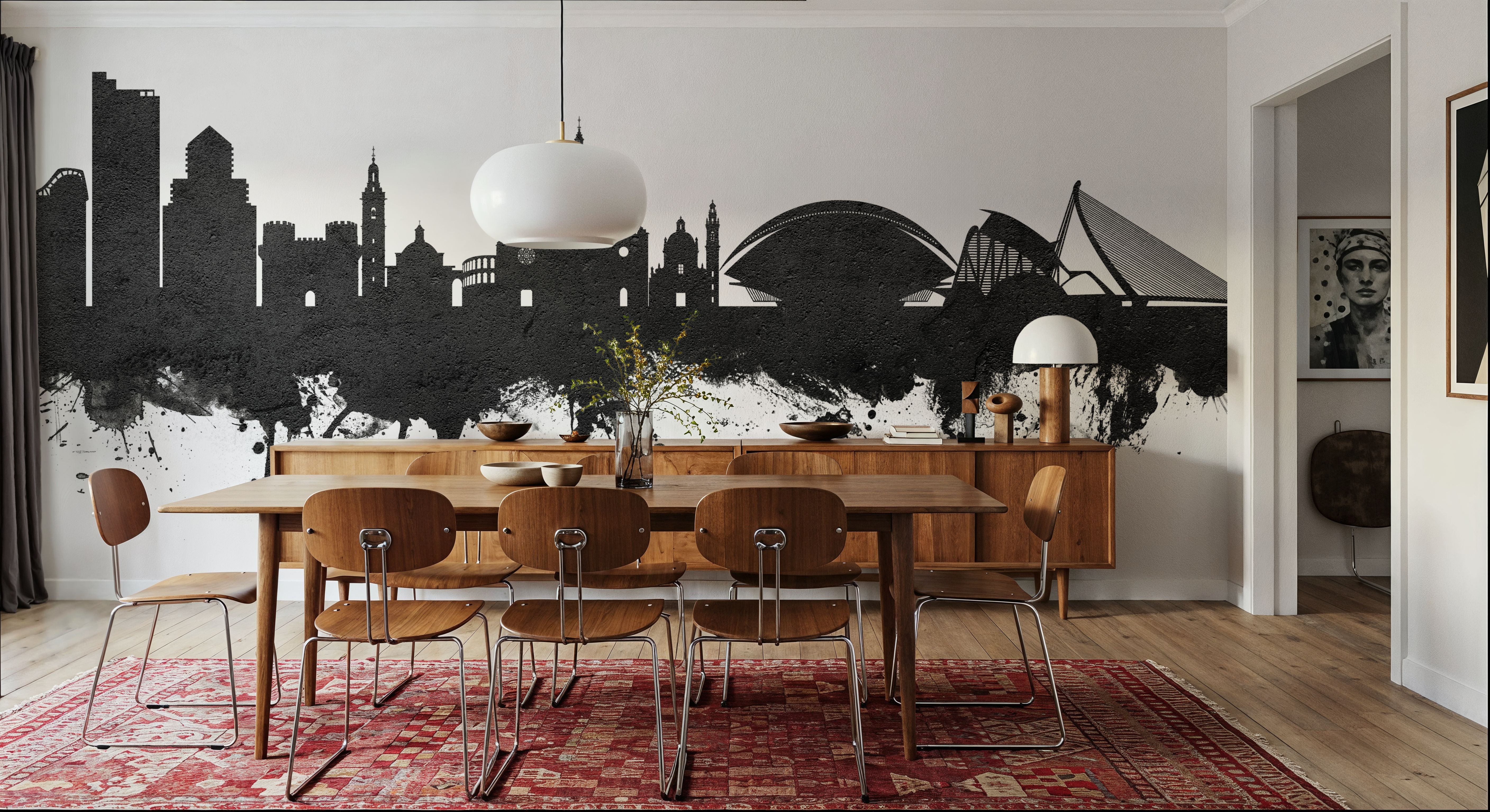 Valencia Spain Skyline Black & White