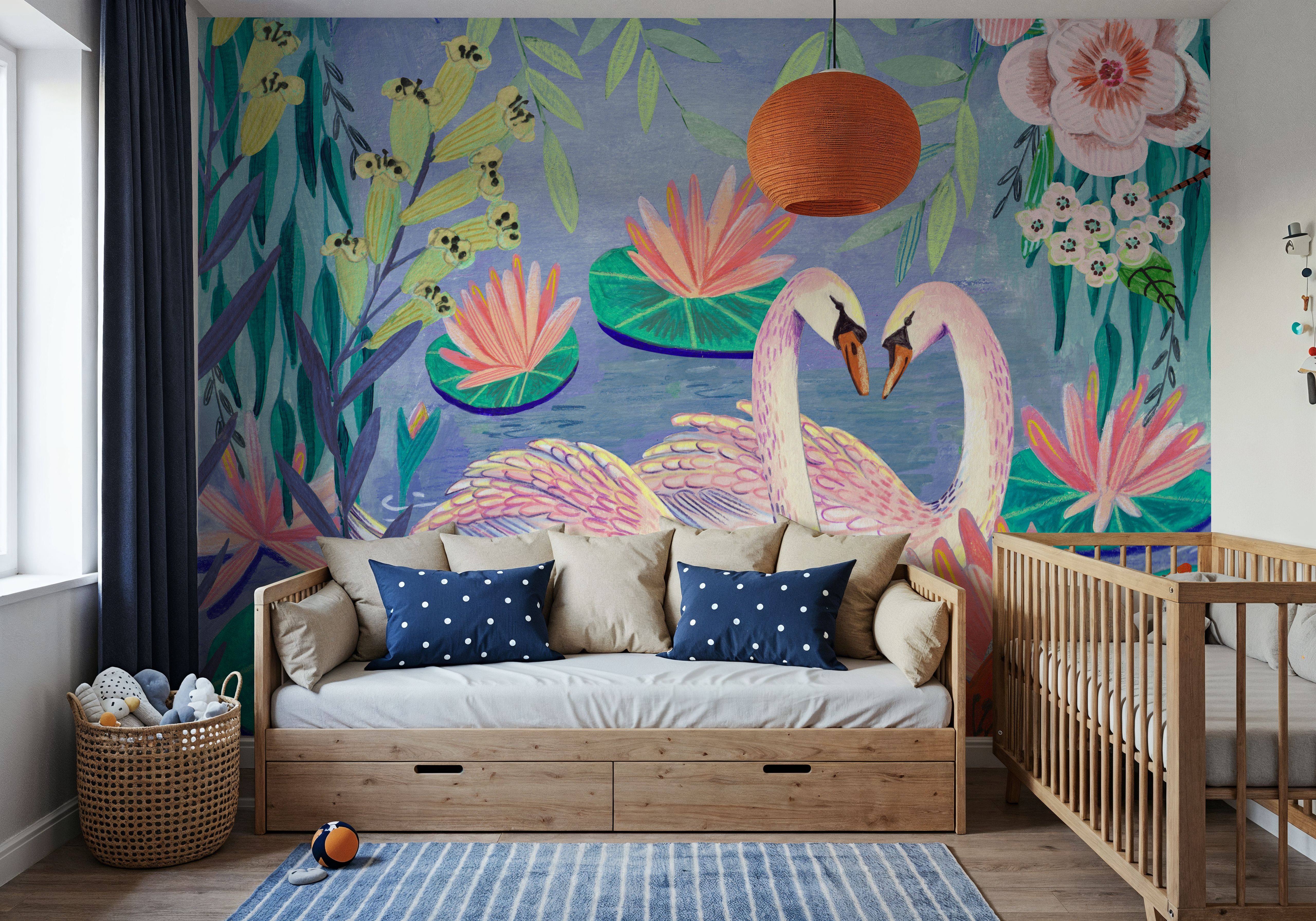 Swans Swimming in The Pound, Behang