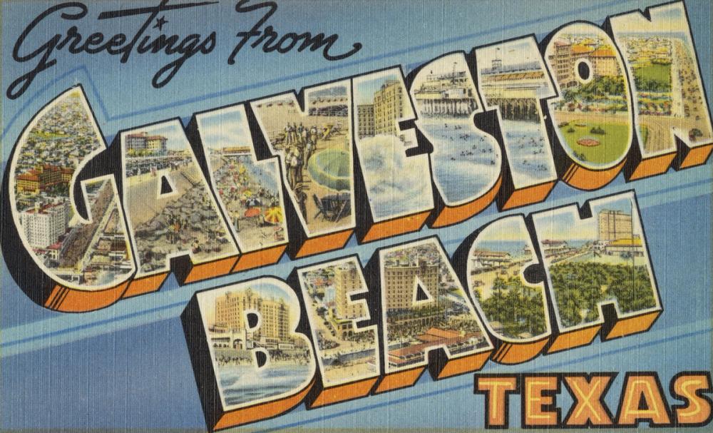 Greetings from Galveston Beach - Screenprint Postcard