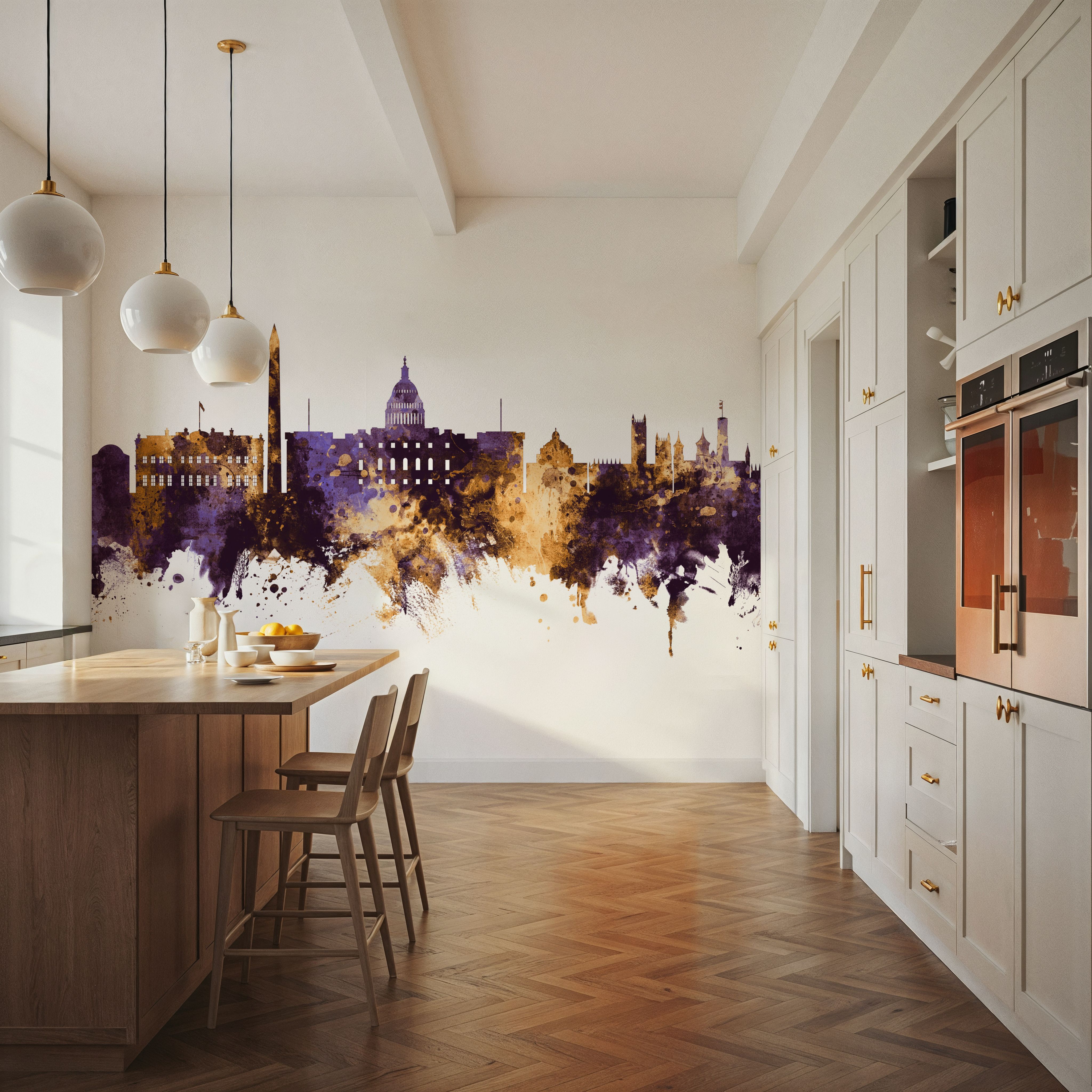 Washington DC Skyline Purple & Gold