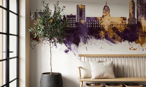 Fort Wayne Indiana Skyline Purple & Gold
